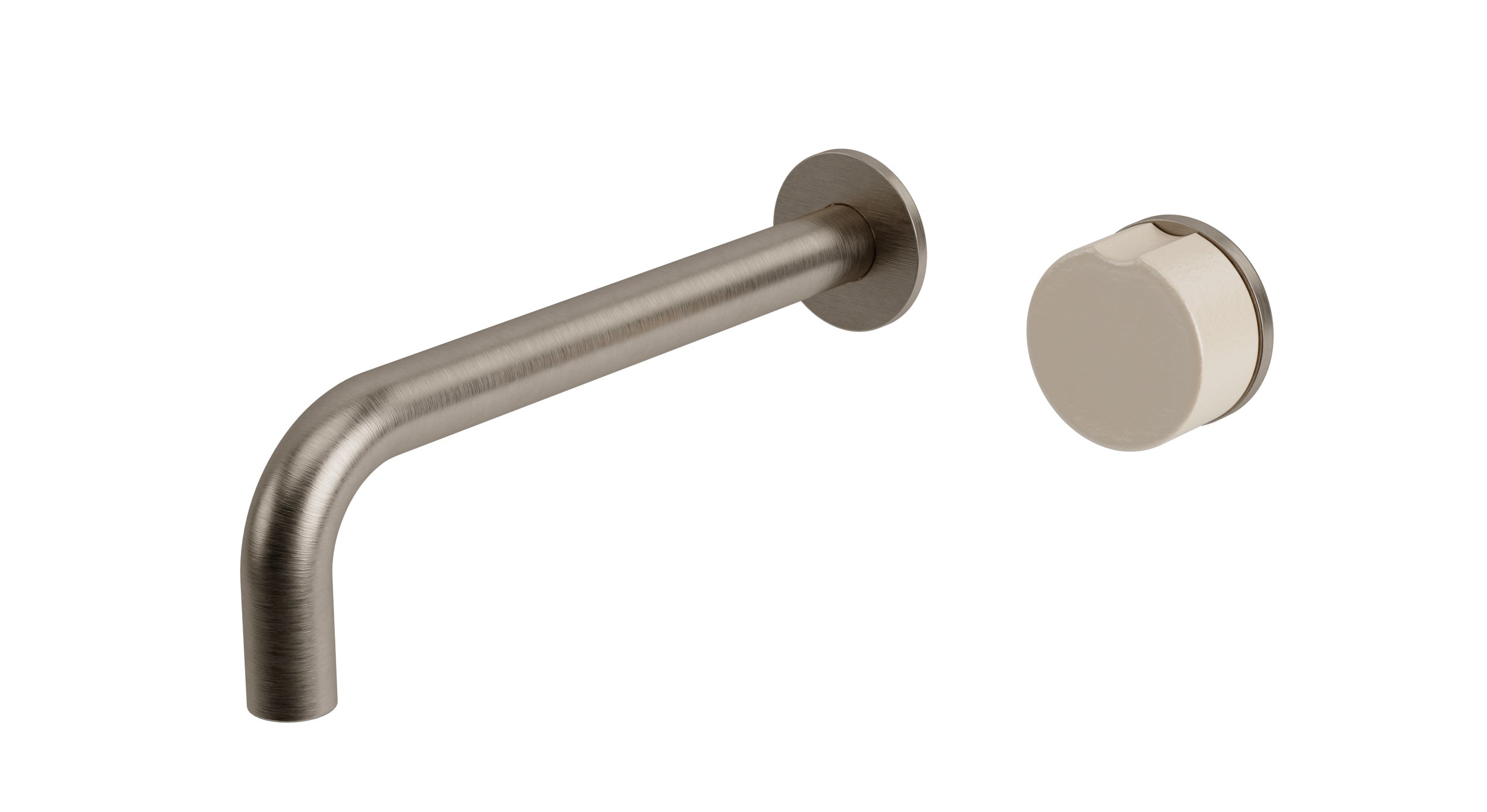 Foundry One Handle Wall Mount 7.5" Lavatory Faucet with Groove Ceramic Knob Handle in Antique Nickel