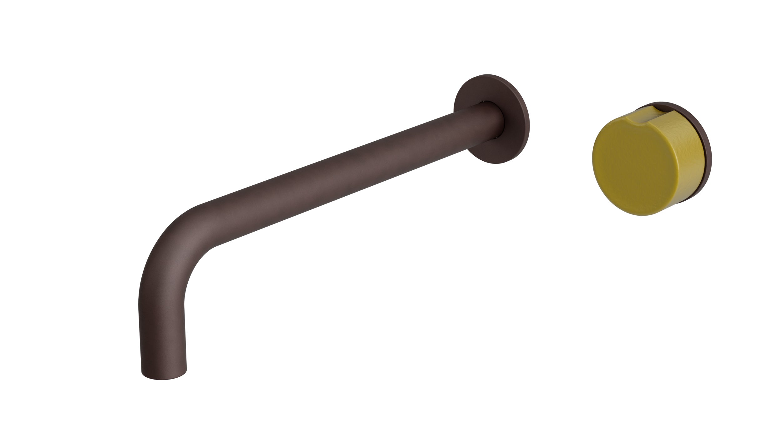 Foundry One Handle Wall Mount 10" Lavatory Faucet with Groove Ceramic Knob Handle in Architectural Copper