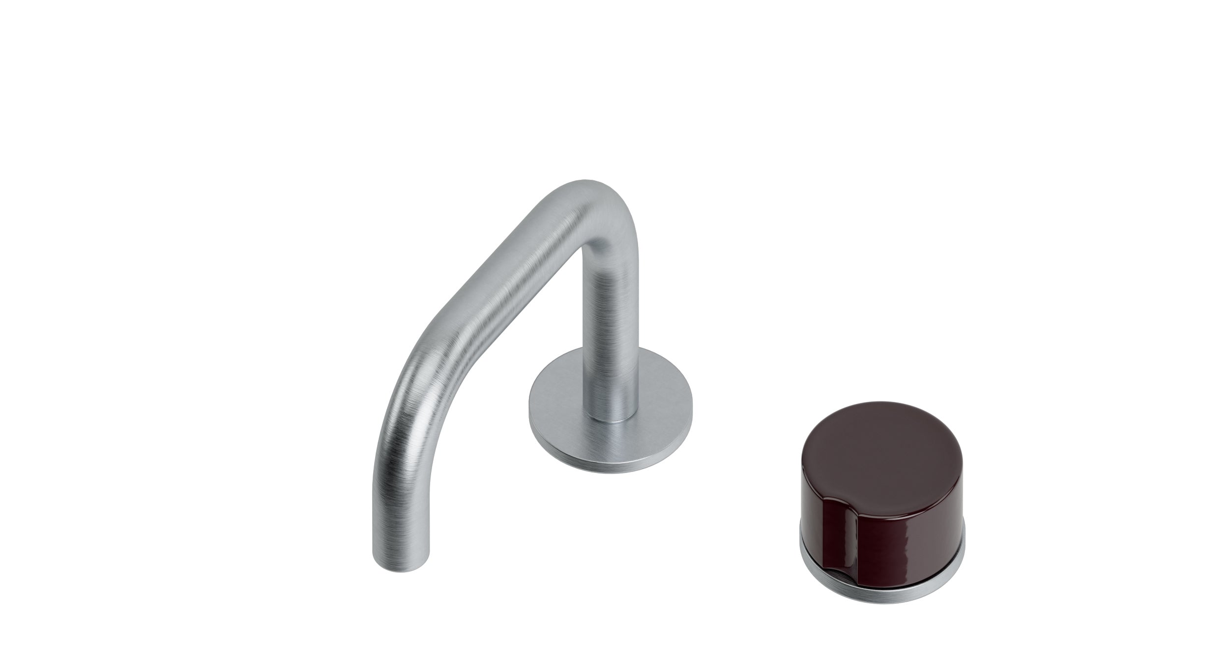 Foundry One Handle Deck Mount Squaretop Lavatory Faucet with Groove Ceramic Knob Handle in Satin Chrome