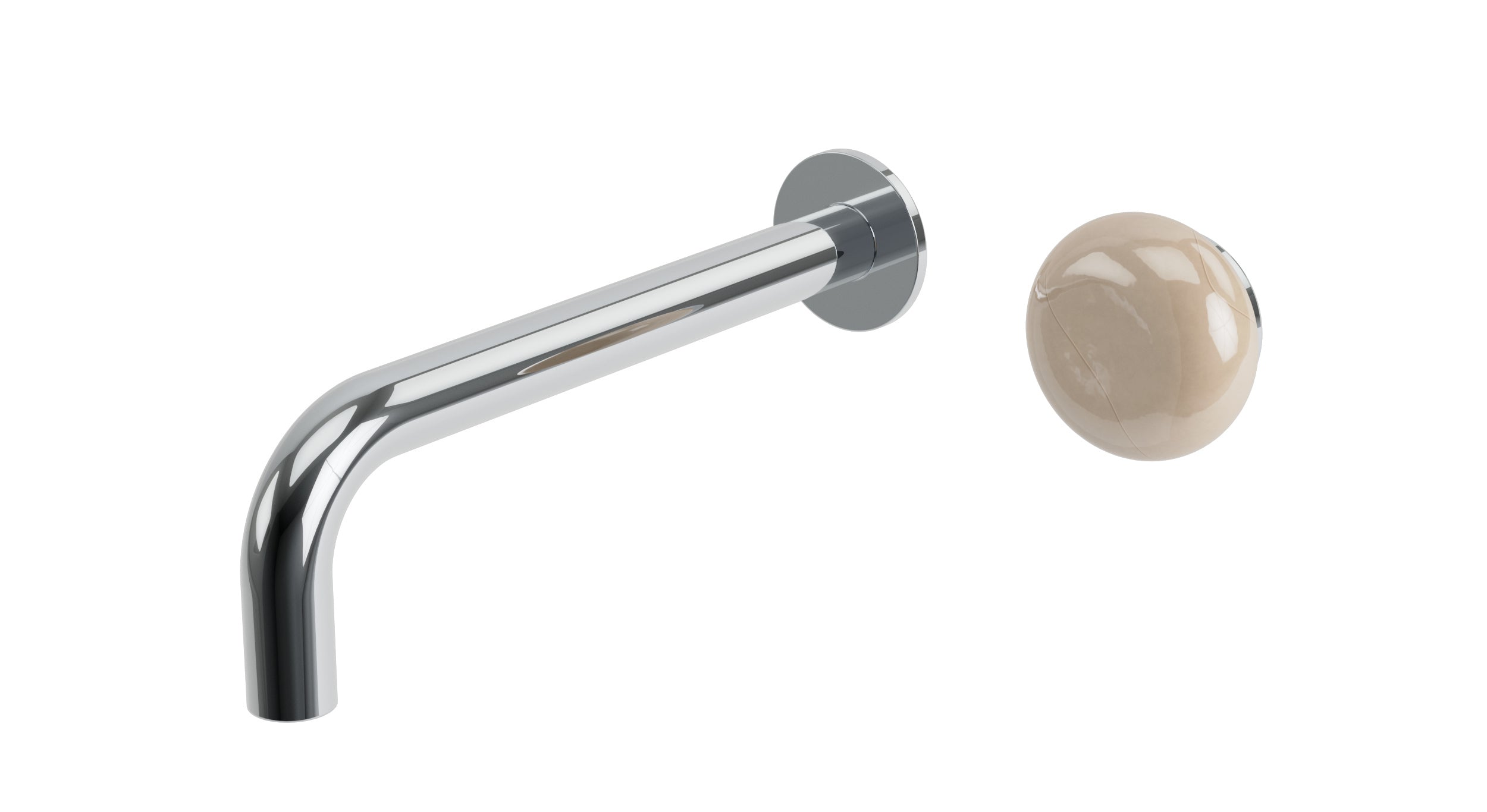 Foundry One Handle Wall Mount 7.5" Lavatory Faucet with Pebble Ceramic Knob Handle in Polished Chrome