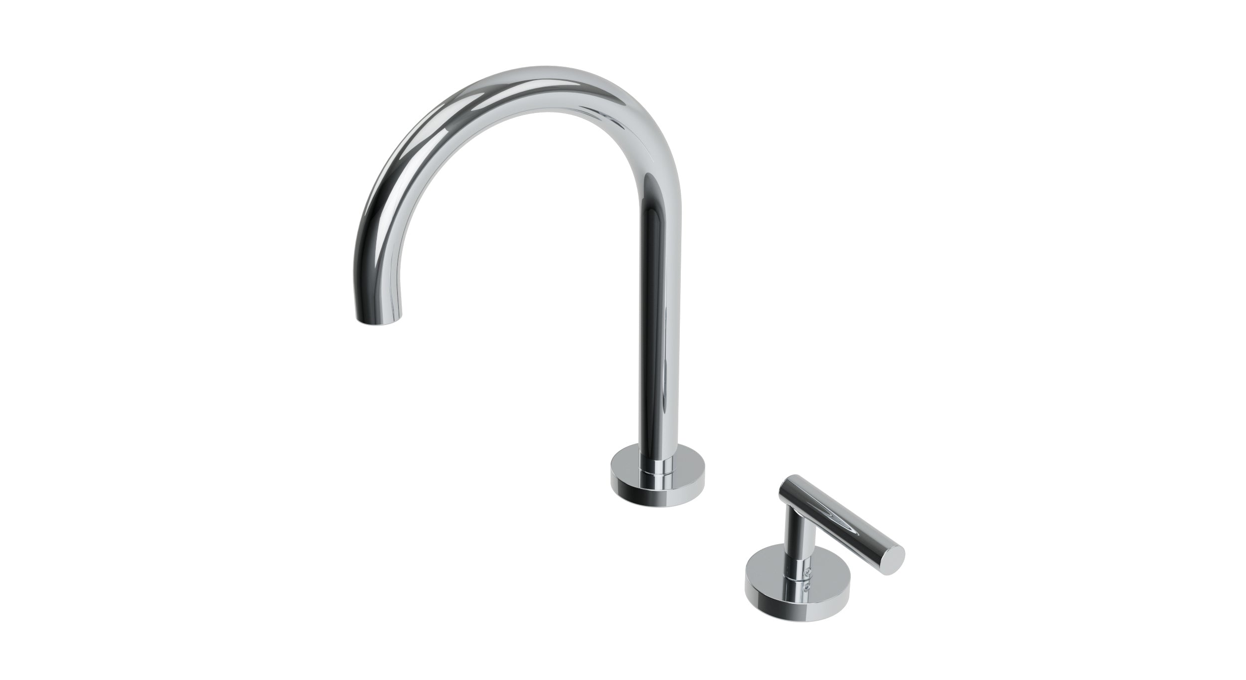 Contour One Handle Deck Mount Gooseneck Lavatory Faucet with Soft Lever Handle