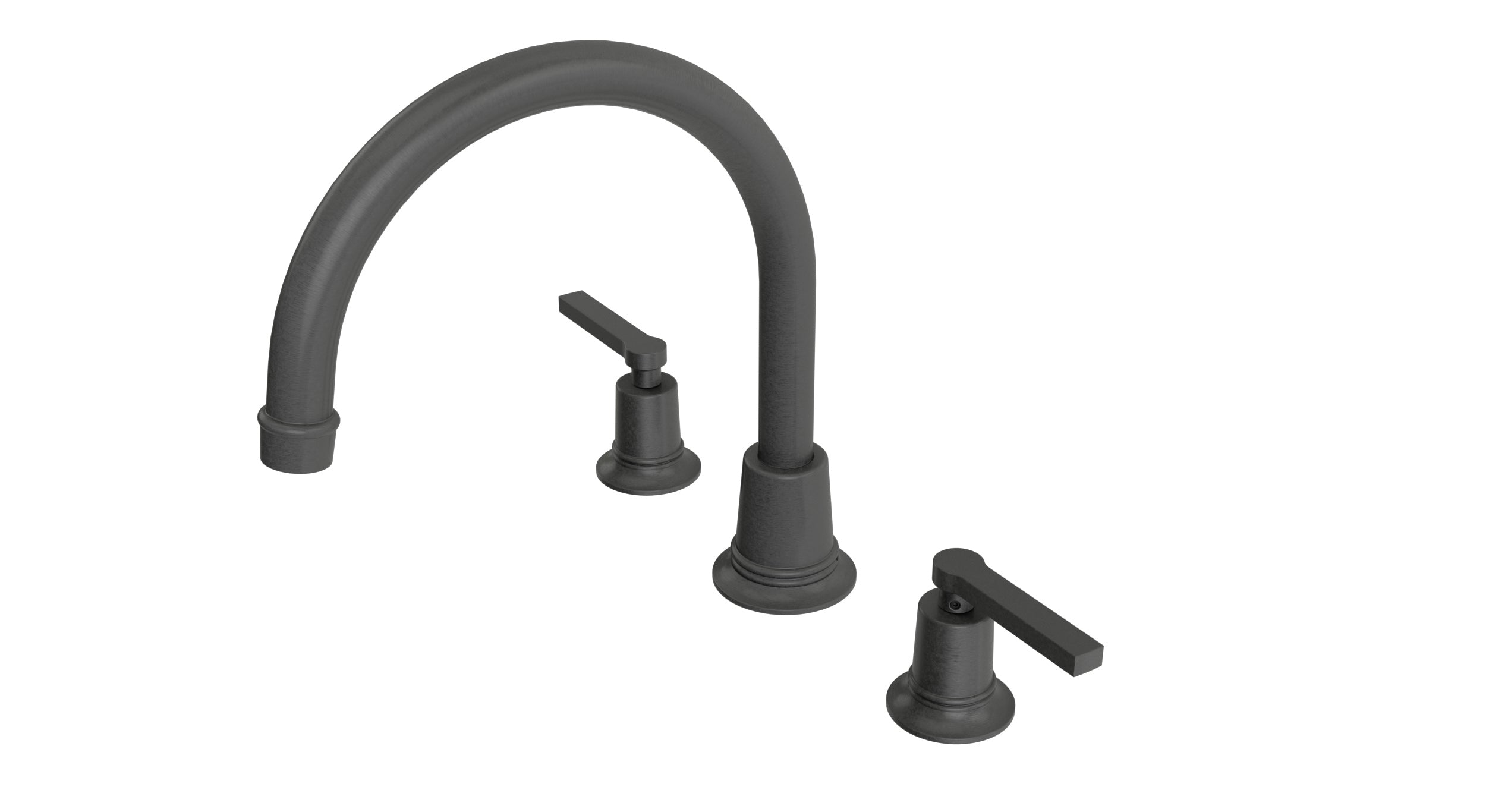 Emerson Two Handle Deck Mount Gooseneck Bath Trim with Classic Lever Handles in Blackened Nickel