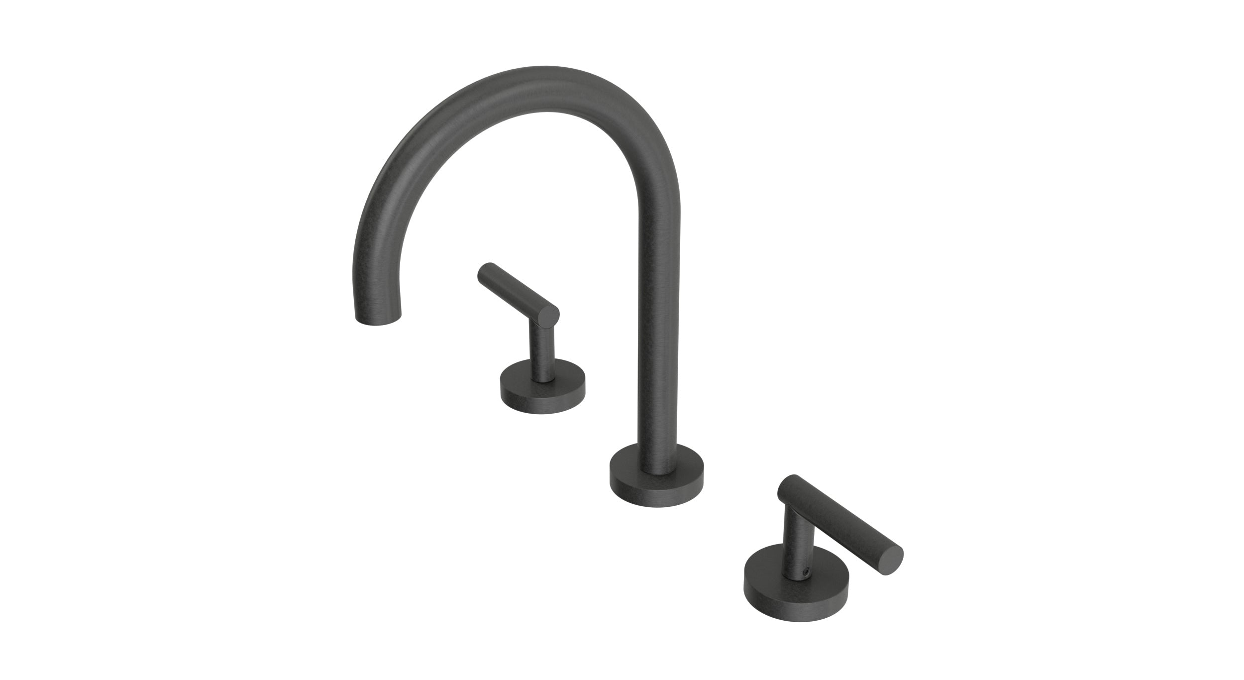 Contour Two Handle Deck Mount Gooseneck Lavatory Faucet with Soft Lever Handles in Blackened Nickel