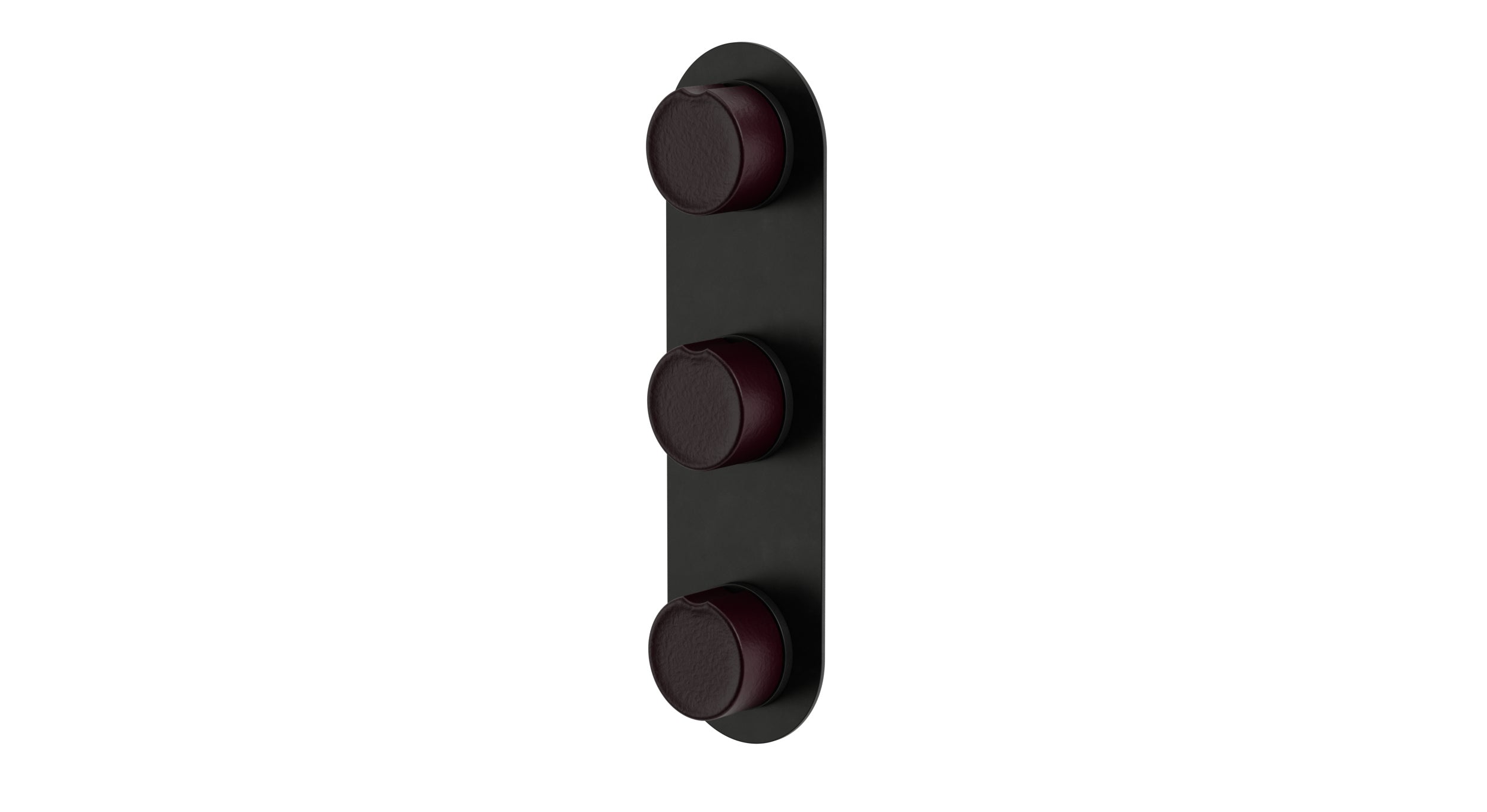 Foundry Three Handle Wall Mount Shower Trim with Groove Ceramic Knob Handles in Oil Rubbed Bronze