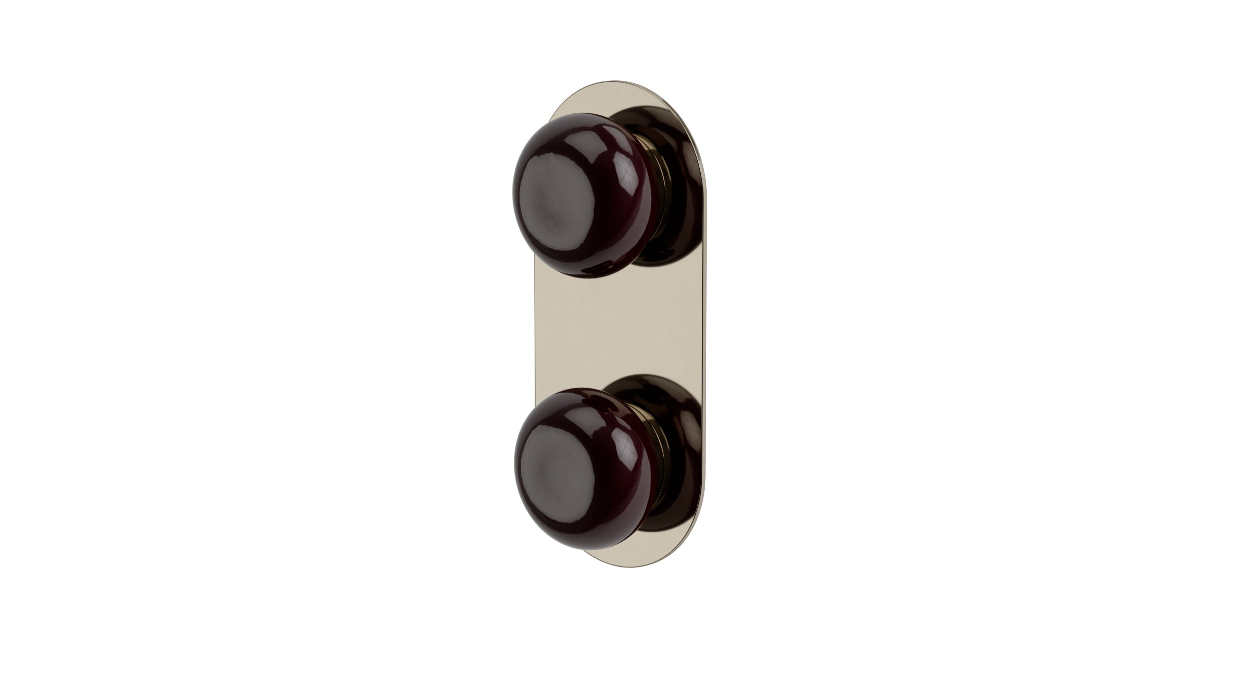 Foundry Two Handle Wall Mount Shower Trim with Pebble Ceramic Knob Handles in Polished Nickel