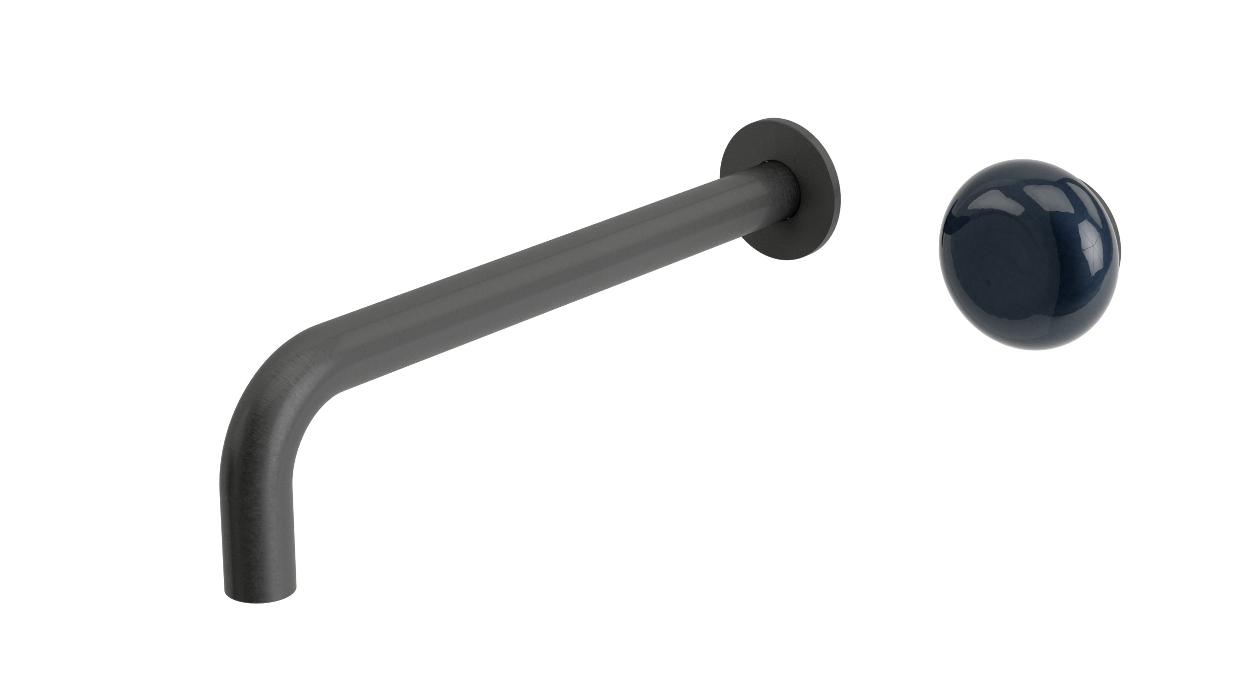 Foundry One Handle Wall Mount 10" Lavatory Faucet with Pebble Ceramic Knob Handle in Blackened Nickel