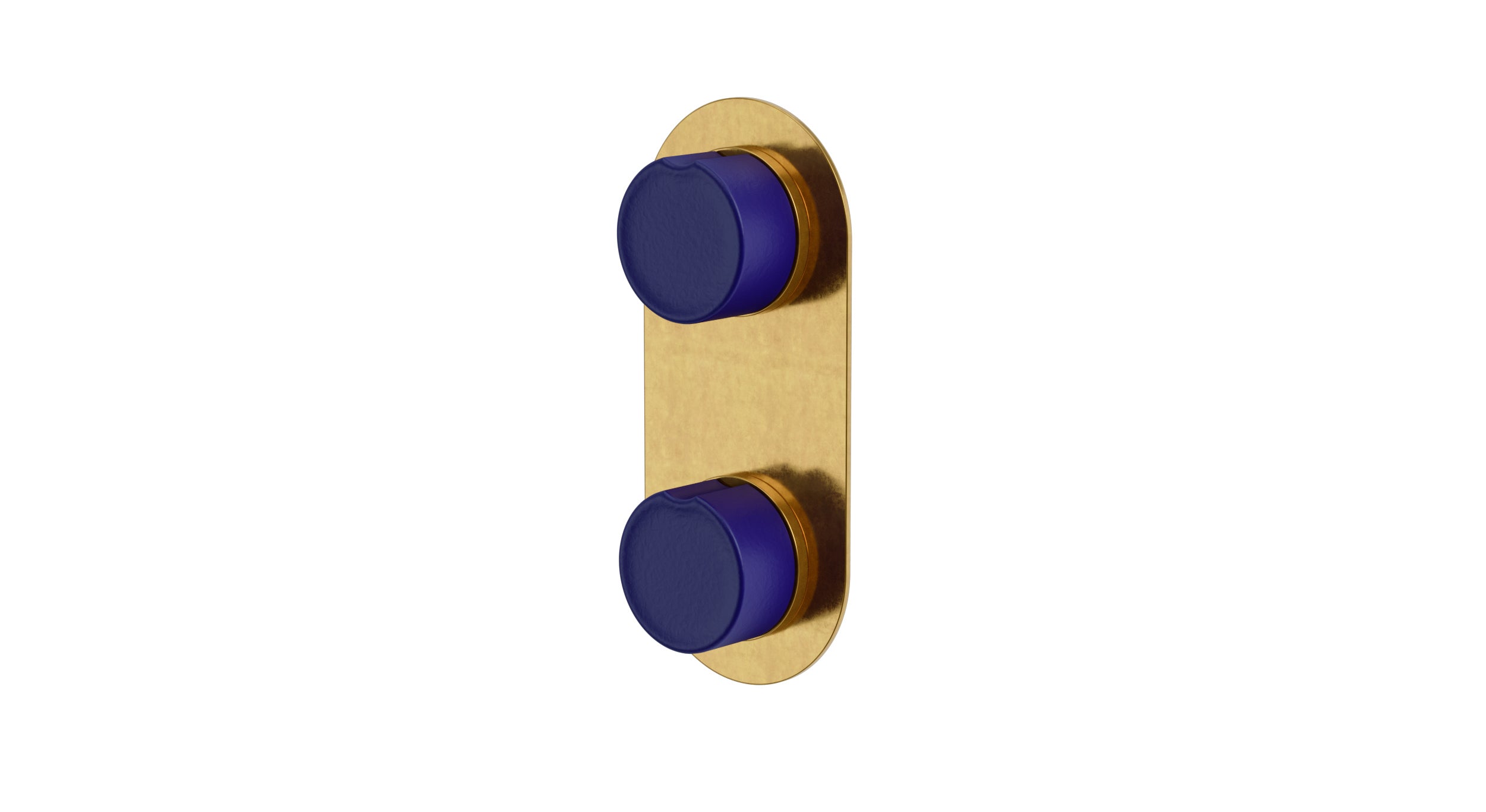 Foundry Two Handle Wall Mount Shower Trim with Groove Ceramic Knob Handles in French Brass