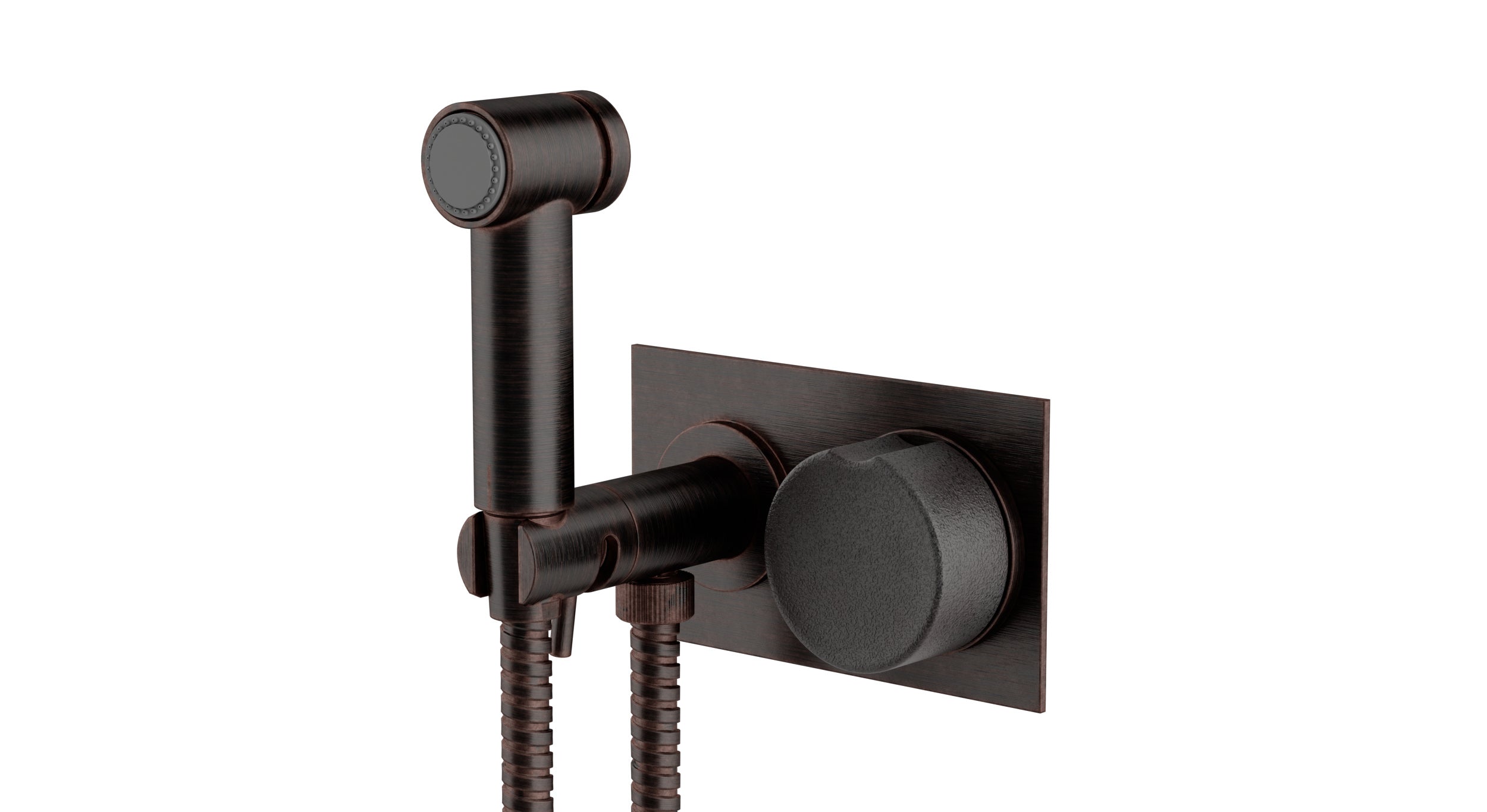 Foundry One Handle Wall Mount Bidet Trim with Groove Ceramic Knob Handle in Antique Bronze