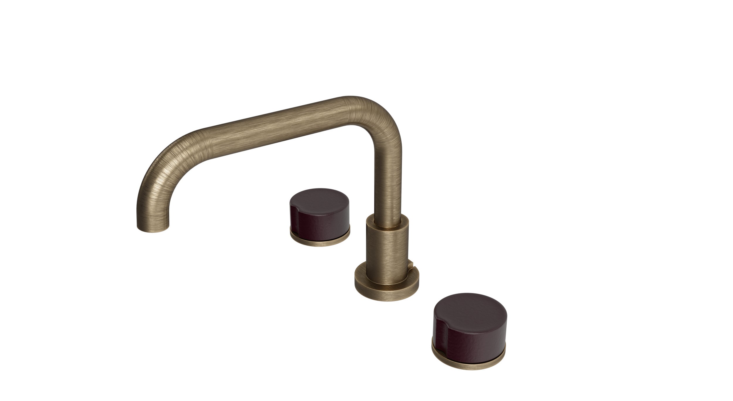 Foundry Two Handle Deck Mount Squaretop Bath Trim with Groove Ceramic Knob Handles in Antique Brass