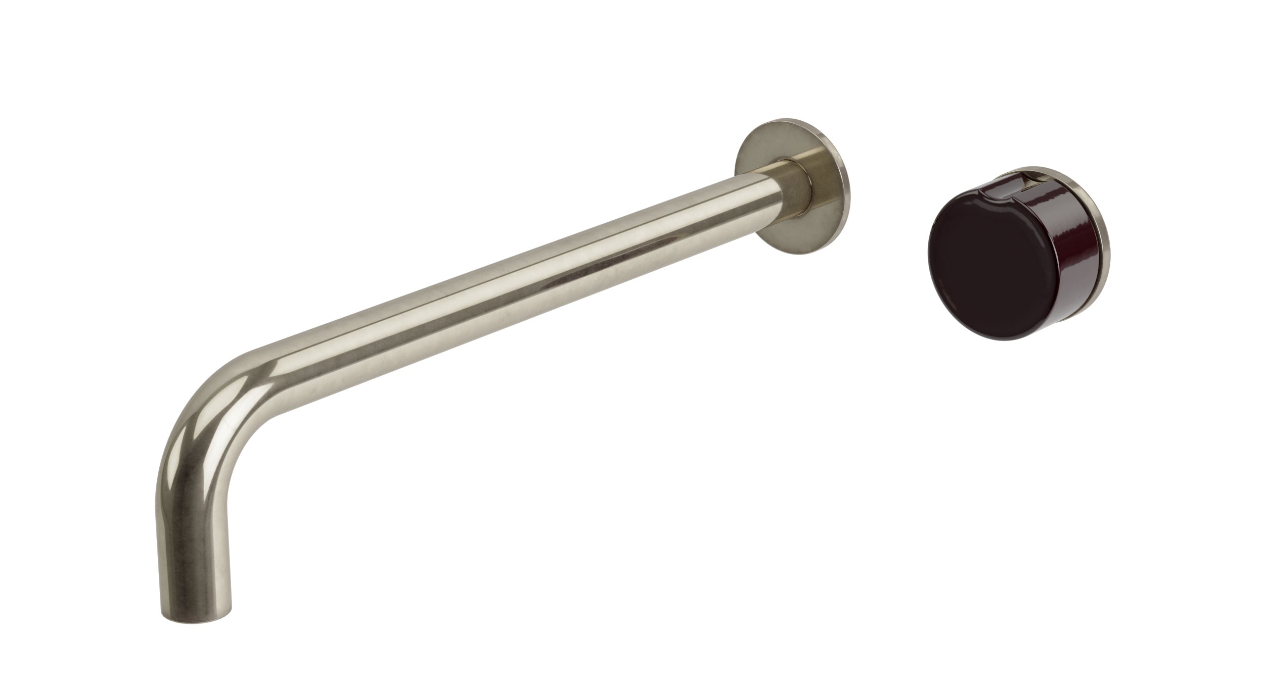 Foundry One Handle Wall Mount 12" Lavatory Faucet with Pebble Ceramic Knob Handle in French Nickel