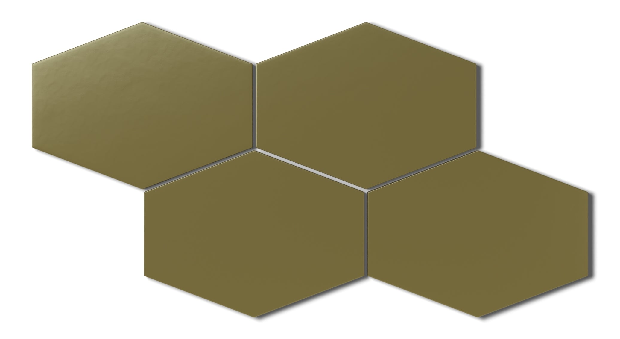 Elongated Hexagon Natural Press Ceramic Tile in Sap Green Matte
