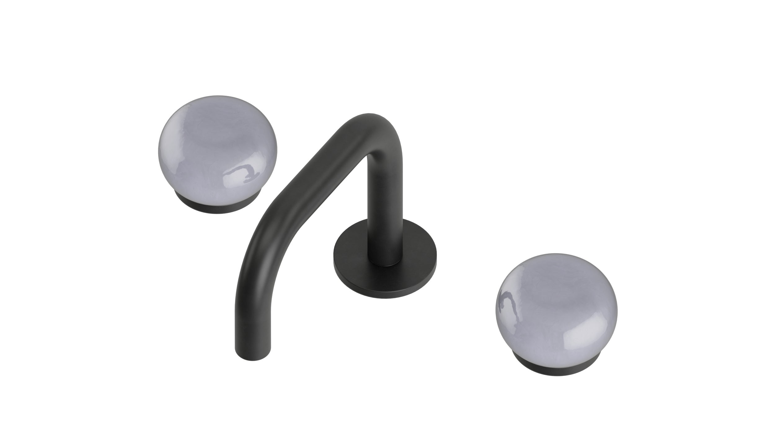 Foundry Two Handle Deck Mount Squaretop Lavatory Faucet with Pebble Ceramic Knob Handles in Oil Rubbed Bronze