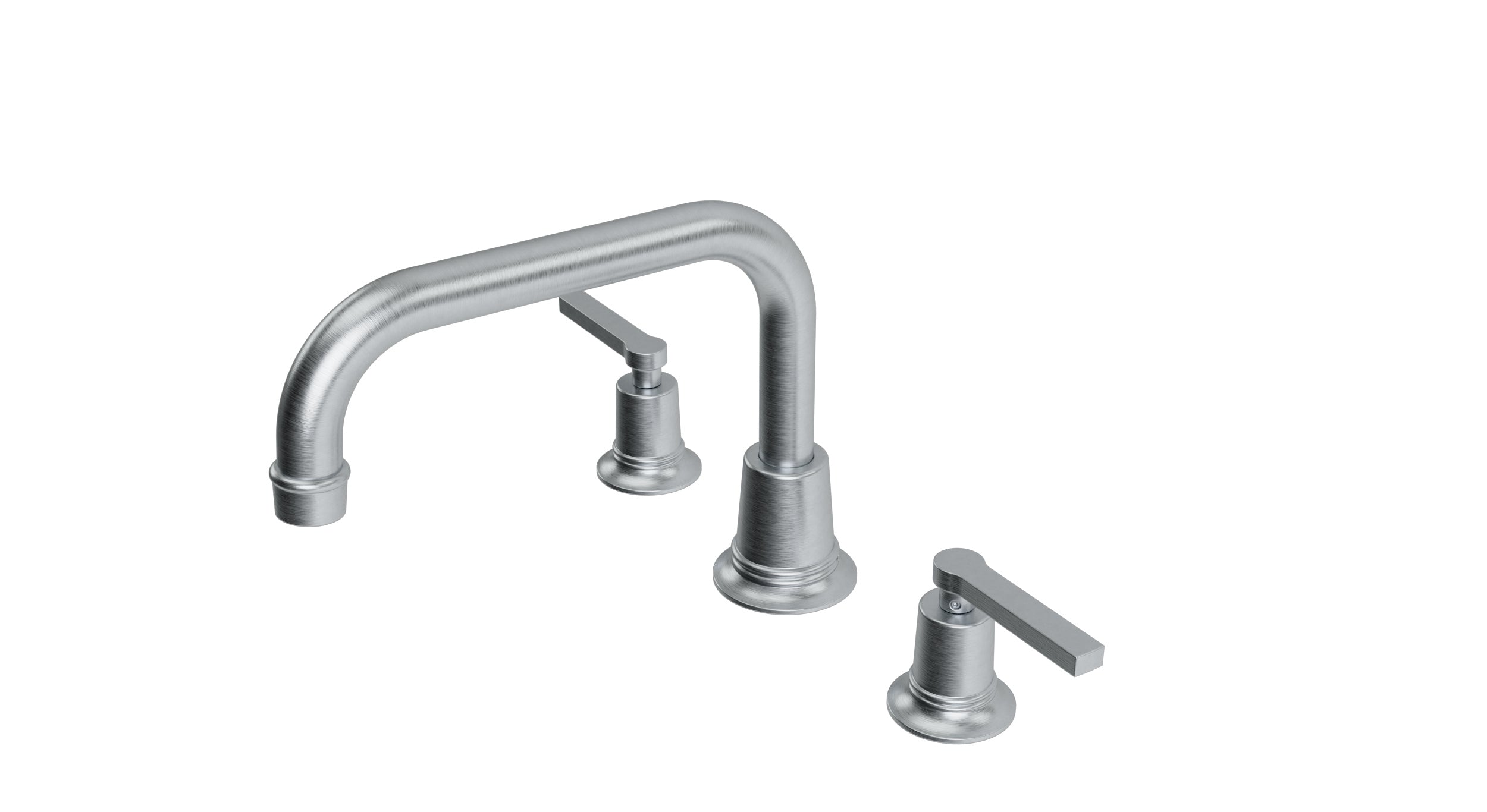 Emerson Two Handle Deck Mount Squaretop Bath Trim with Classic Lever Handles in Satin Chrome