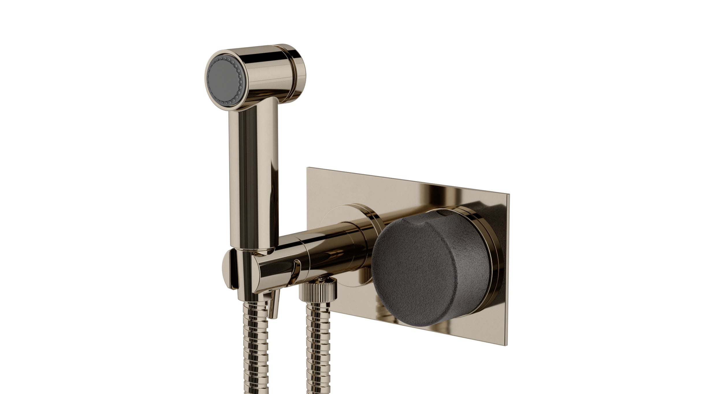 Foundry One Handle Wall Mount Bidet Trim with Groove Ceramic Knob Handle in Polished Nickel