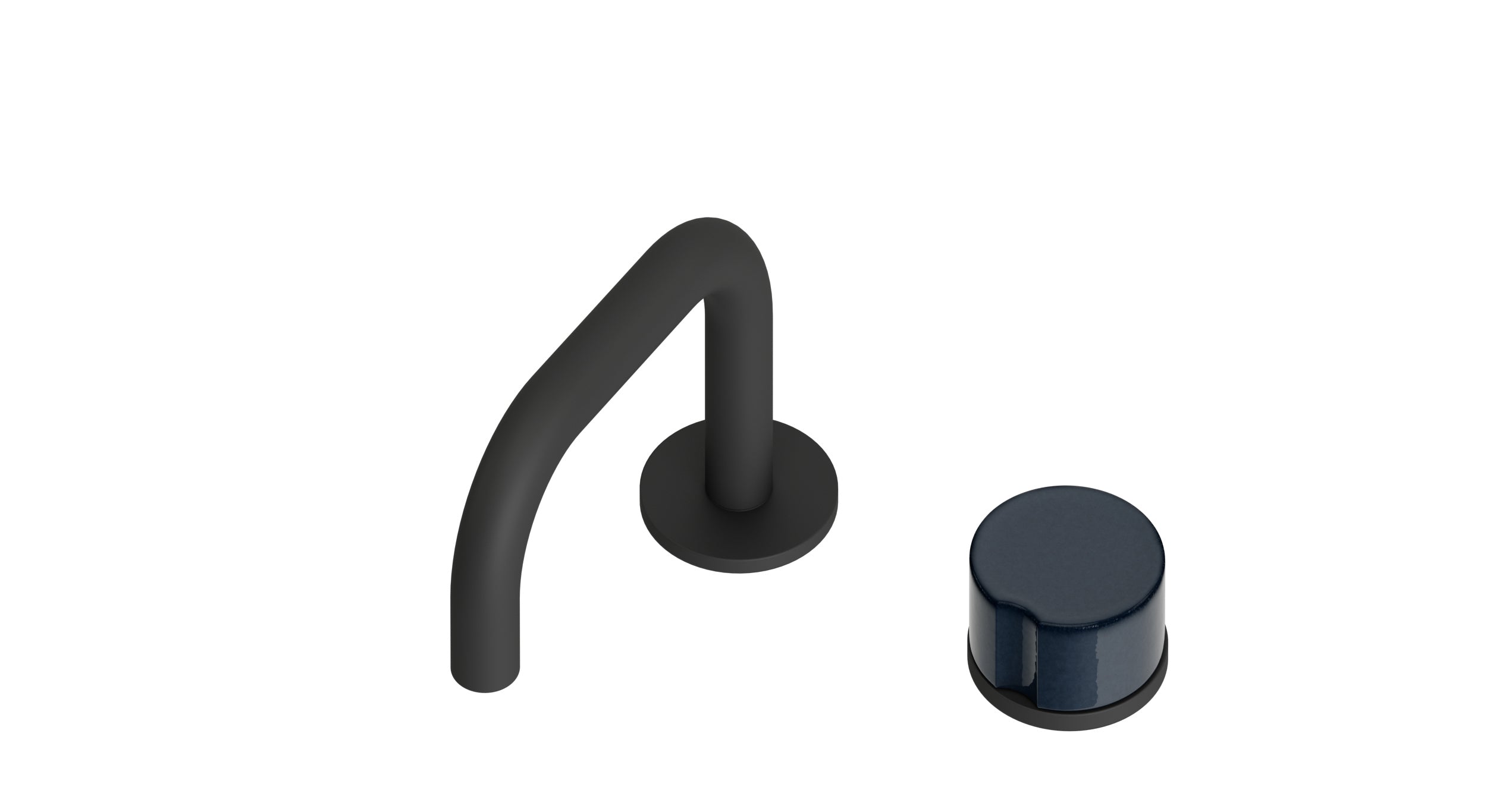 Foundry One Handle Deck Mount Squaretop Lavatory Faucet with Groove Ceramic Knob Handle in Matte Black