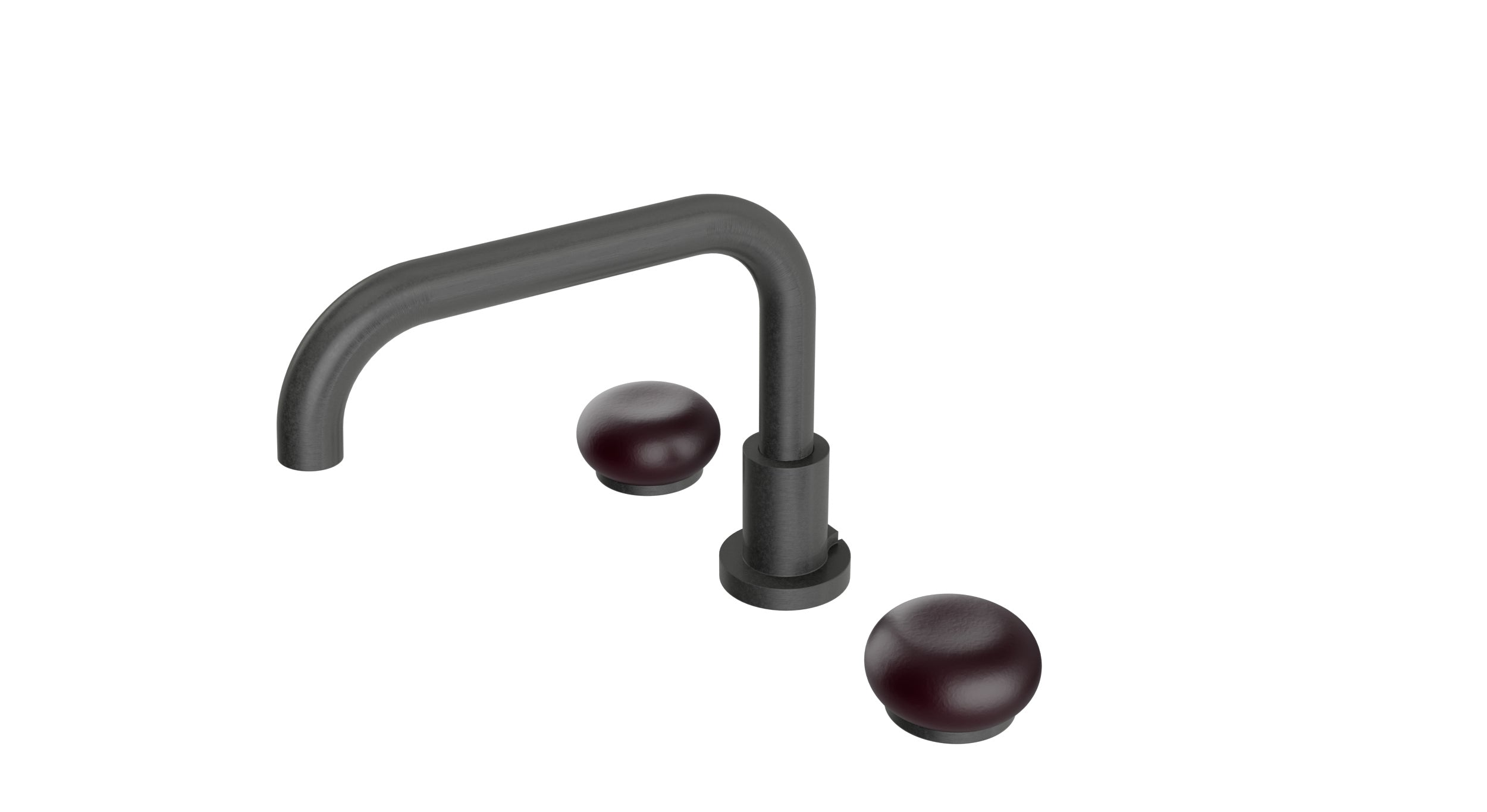 Foundry Two Handle Deck Mount Squaretop Bath Trim with Pebble Ceramic Knob Handles in Blackened Nickel