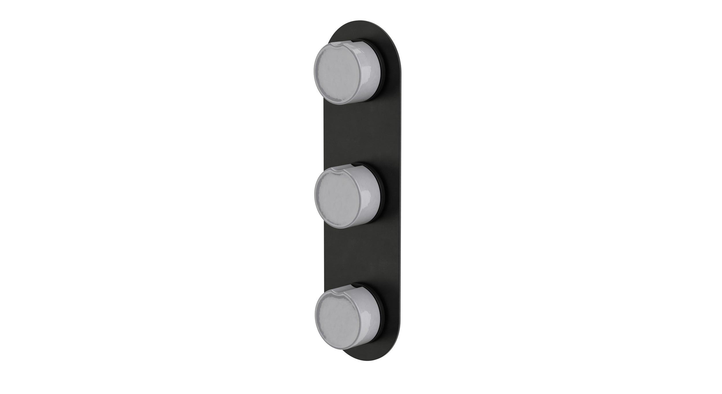 Foundry Three Handle Wall Mount Shower Trim with Groove Ceramic Knob Handles in Oil Rubbed Bronze