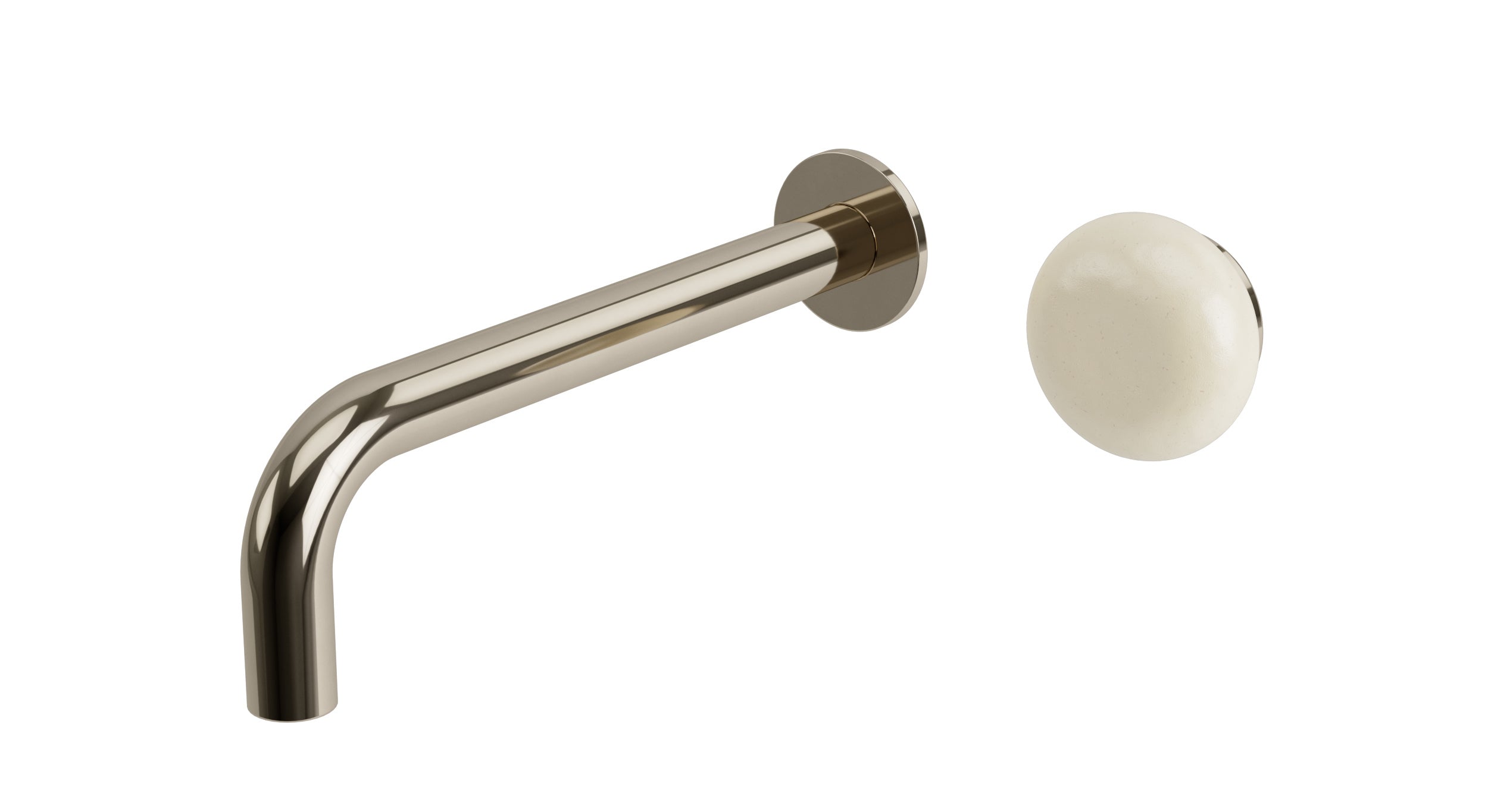 Foundry One Handle Wall Mount 7.5" Lavatory Faucet with Pebble Ceramic Knob Handle in Polished Nickel