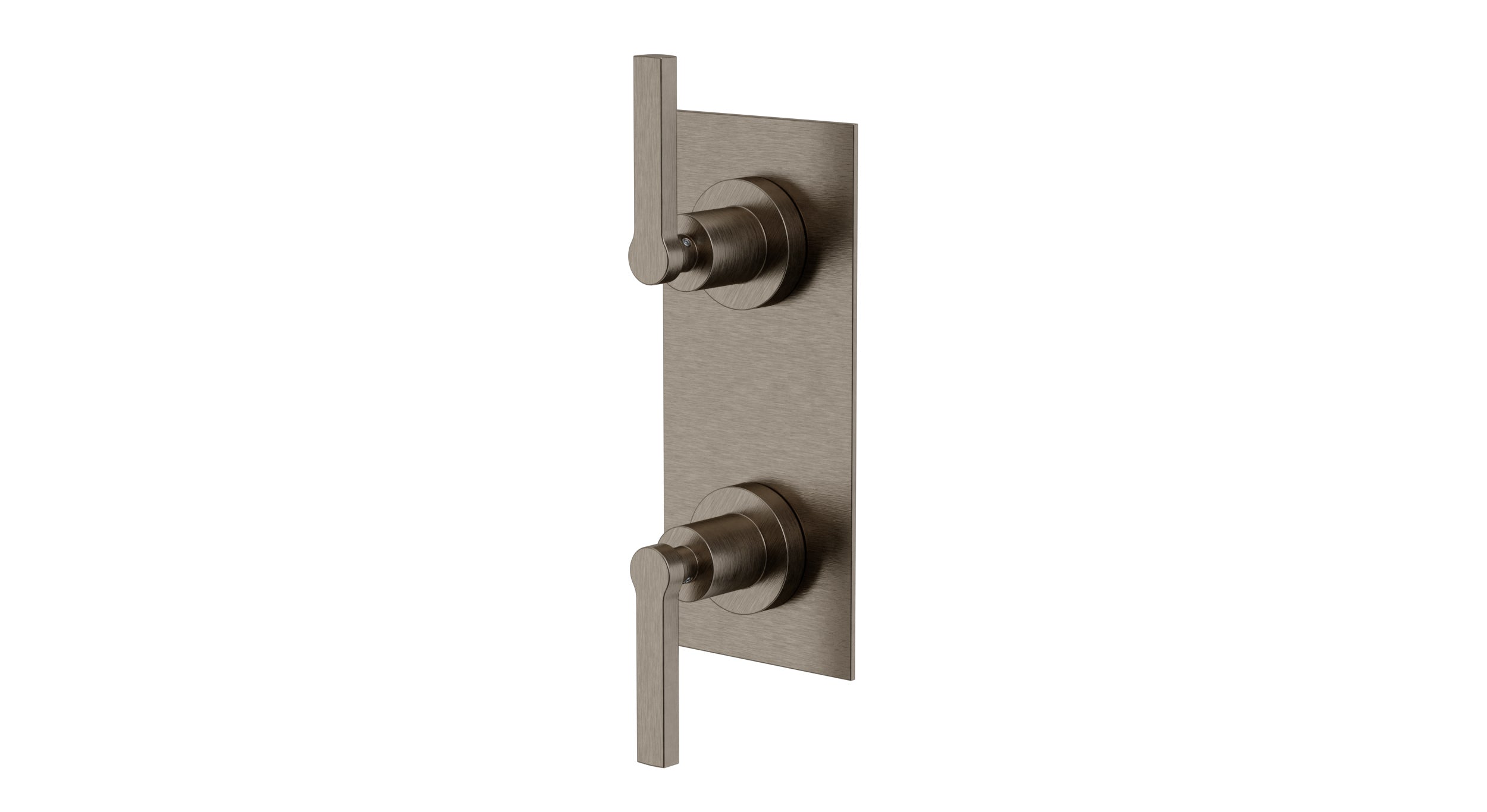 Flatiron Two Handle Wall Mount Shower Trim with Linear Lever Handles in Antique Nickel