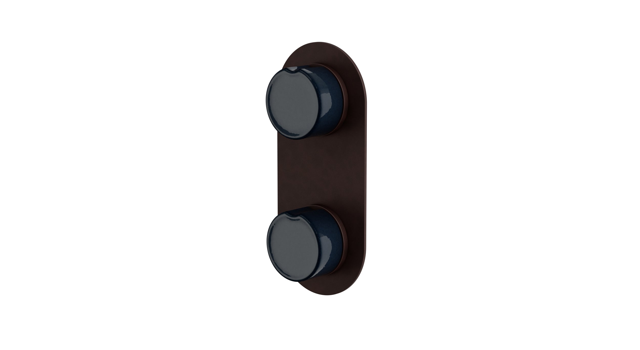 Foundry Two Handle Wall Mount Shower Trim with Groove Ceramic Knob Handles in Architectural Copper