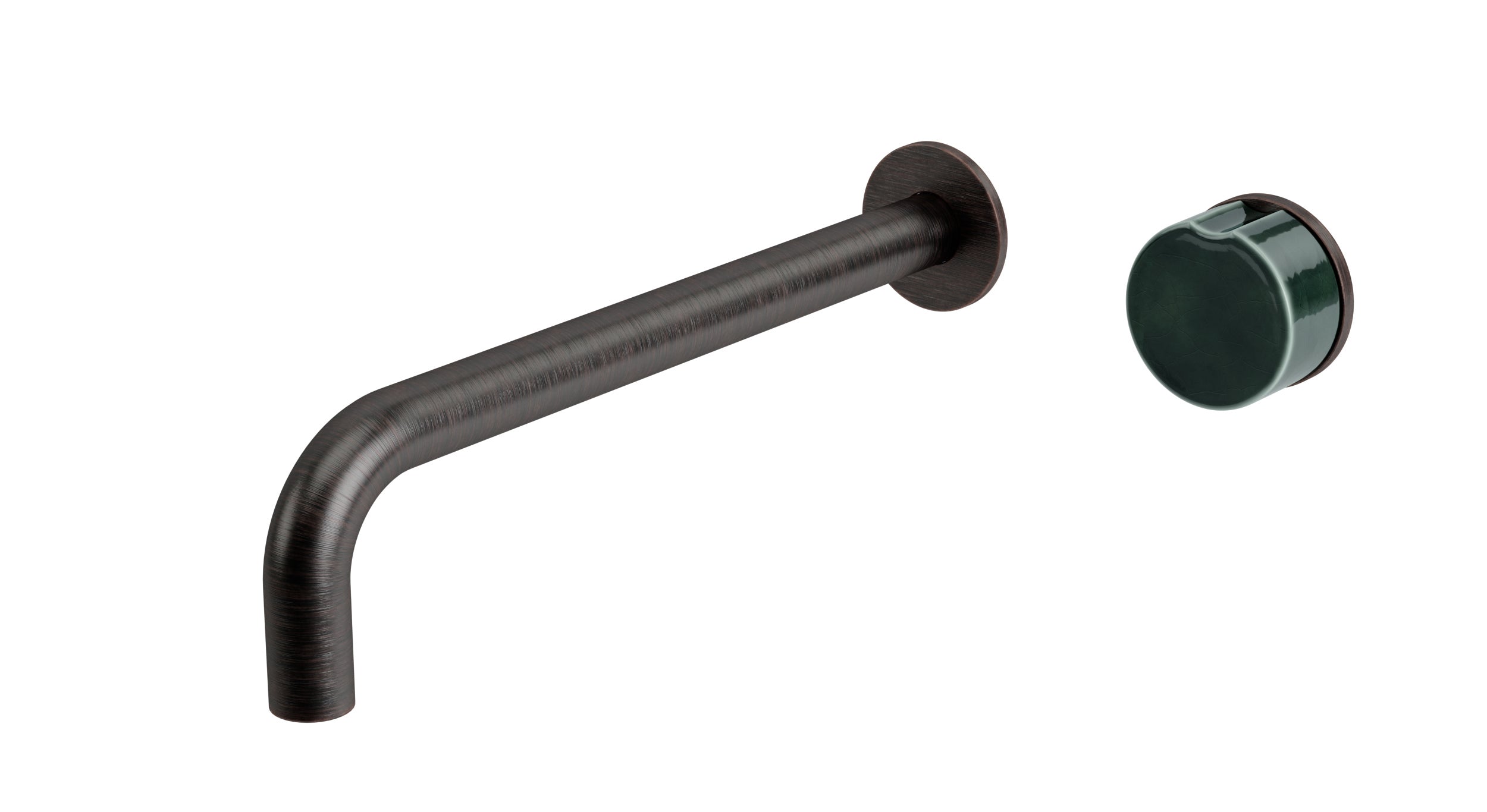 Foundry One Handle Wall Mount 10" Lavatory Faucet with Groove Ceramic Knob Handle in Antique Bronze
