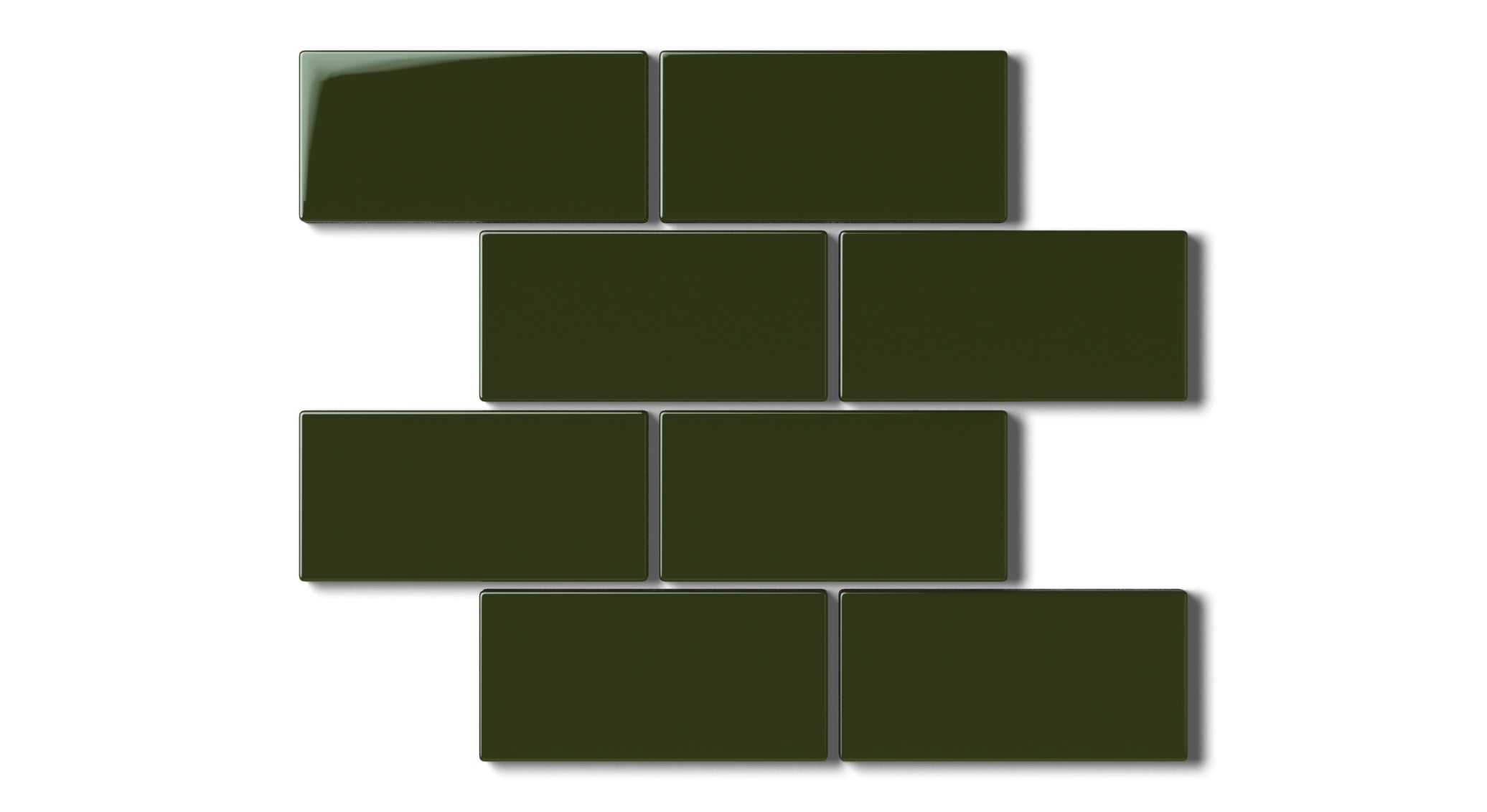 2x4 Half Offset Sheeted Natural Press Ceramic Mosaic Tile in Green Apatite Gloss