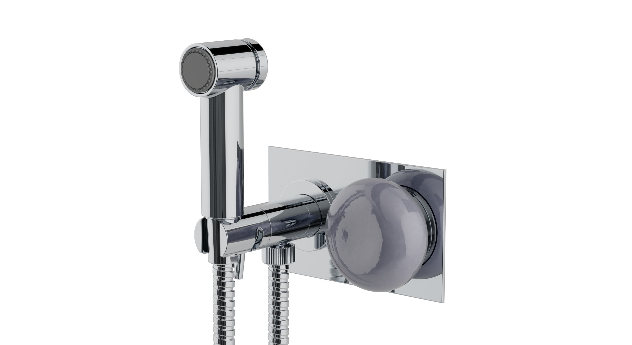 Foundry One Handle Wall Mount Bidet Trim with Pebble Ceramic Knob Handle in Polished Chrome
