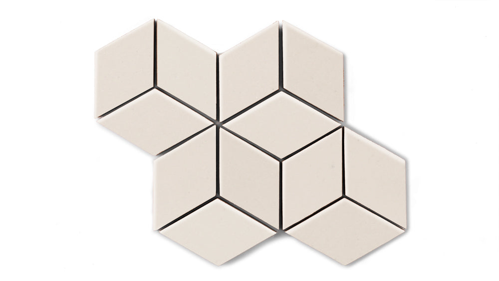 Small Diamond Sheeted - Escher Original Ceramic Mosaic Tile in Ivory Gloss