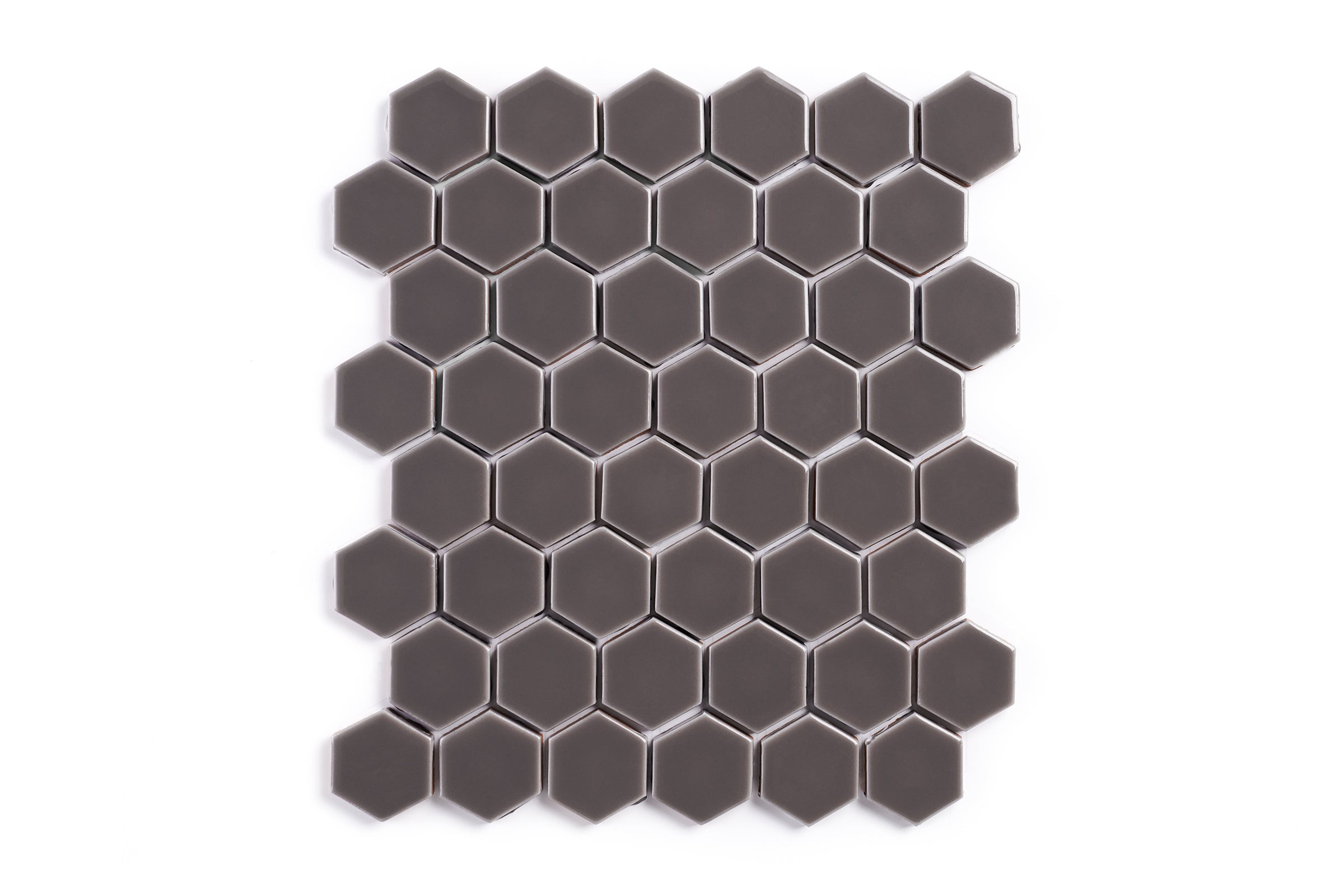 2" Hexagon Sheeted Original Ceramic Mosaic Tile in Kalamata Gloss