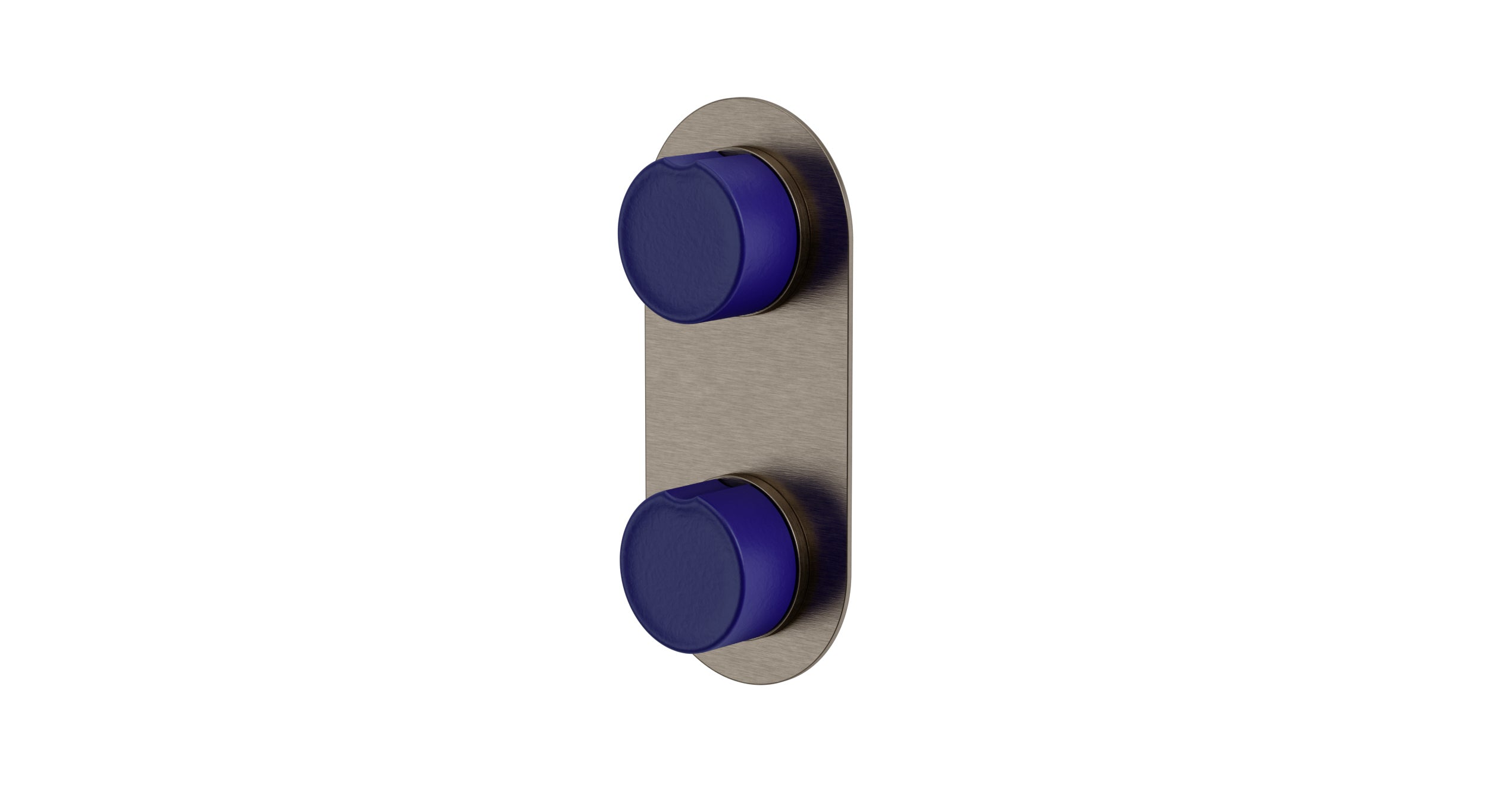 Foundry Two Handle Wall Mount Shower Trim with Groove Ceramic Knob Handles in Antique Nickel