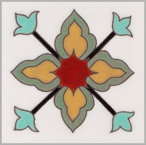 6x6 Handpainted Tile Vigo in Warm Motif