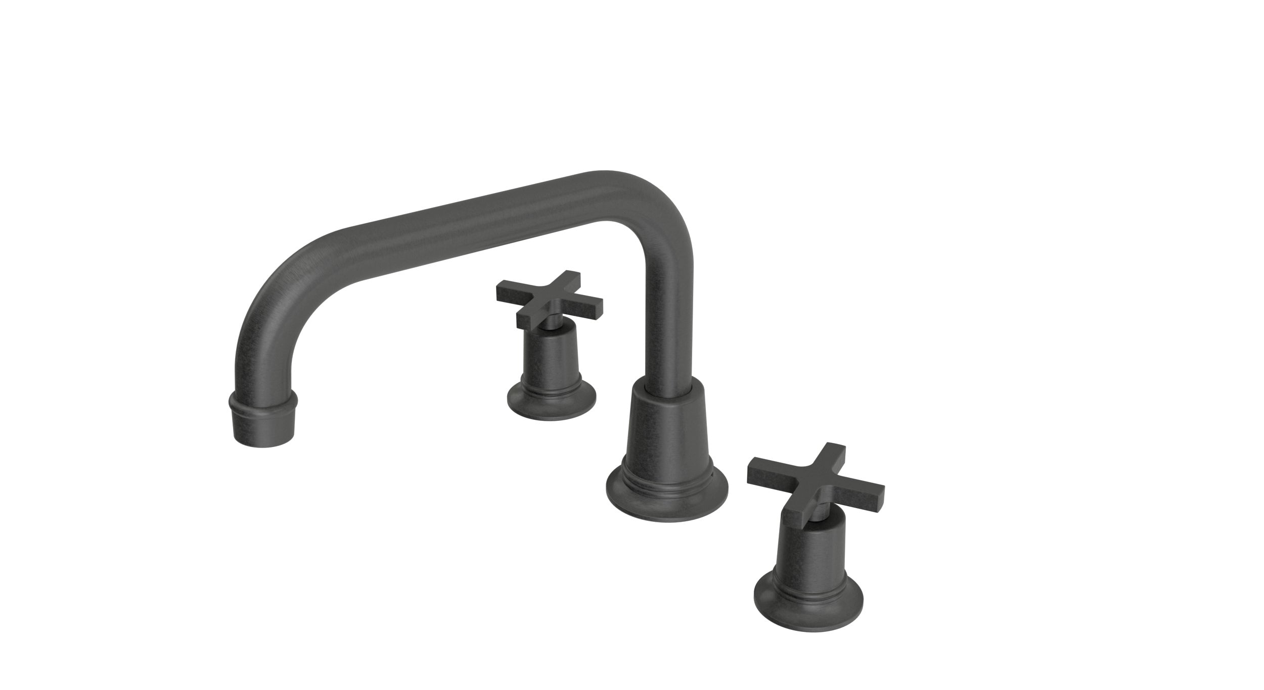 Emerson Two Handle Deck Mount Squaretop Bath Trim with Classic Cross Handles in Blackened Nickel