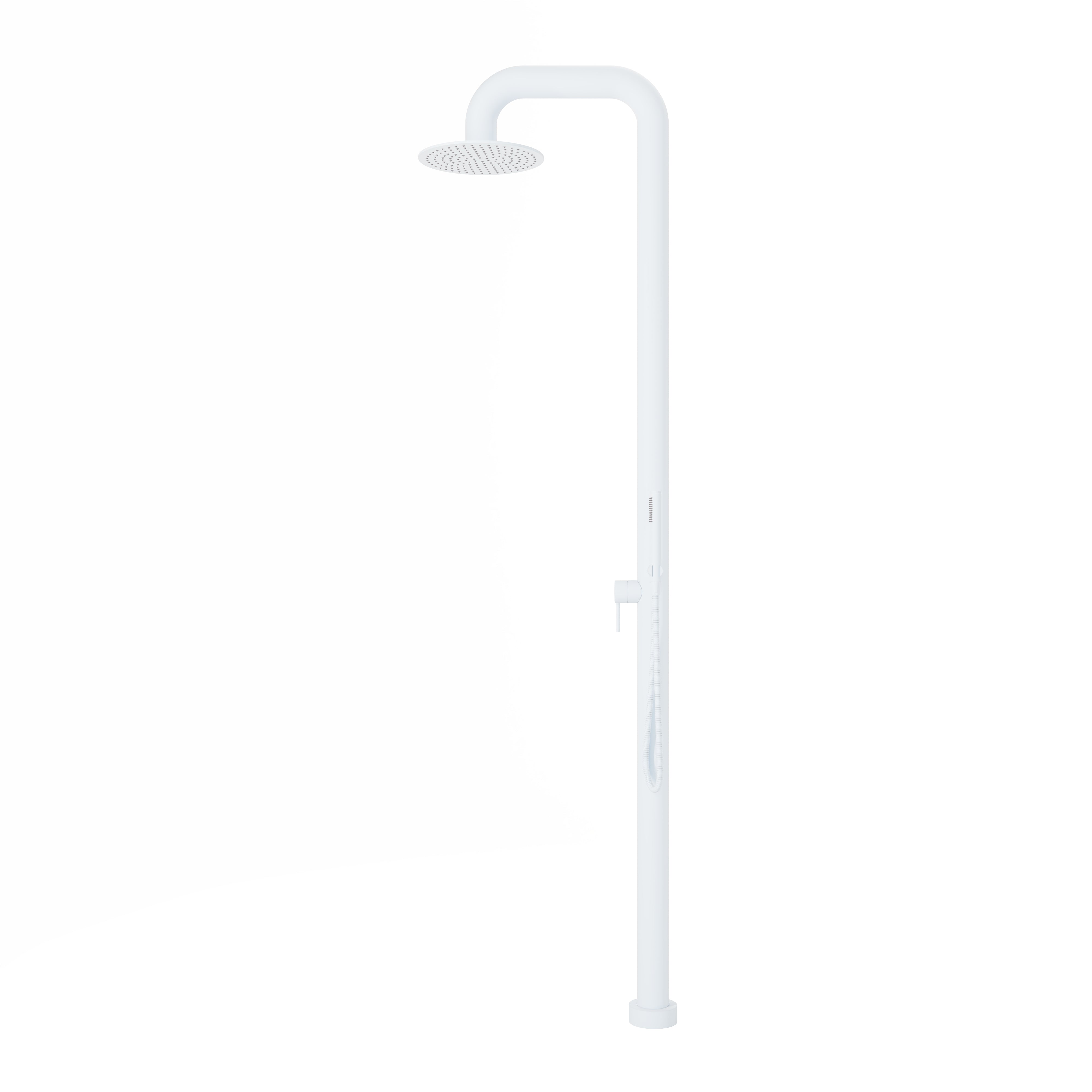 Contour Outdoor Shower Pressure Balance with 12" Rain Head and Hand Shower in Matte White