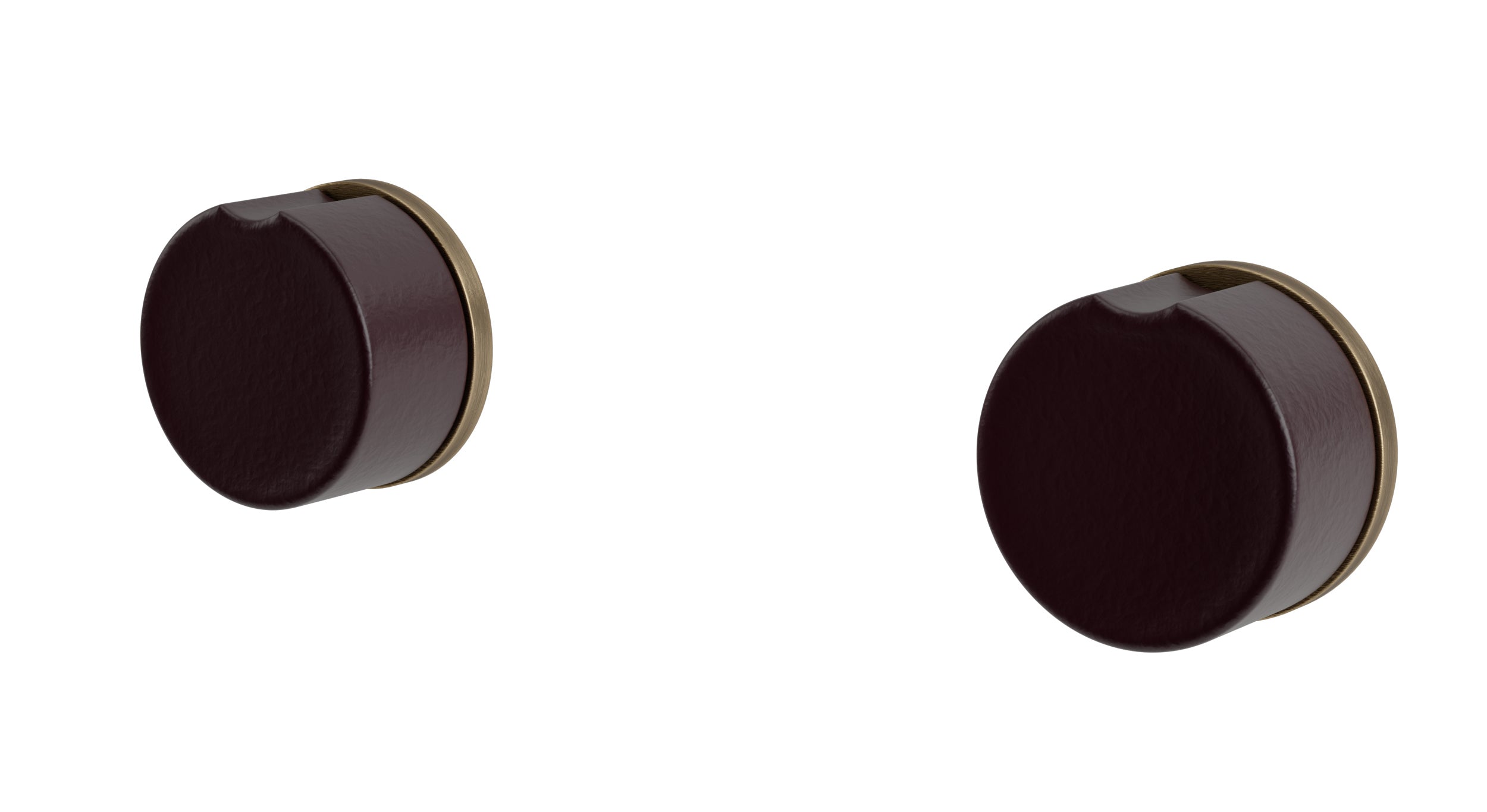 Foundry Two Handle Wall Mount Bath Trim with Groove Ceramic Knob Handles in Antique Brass
