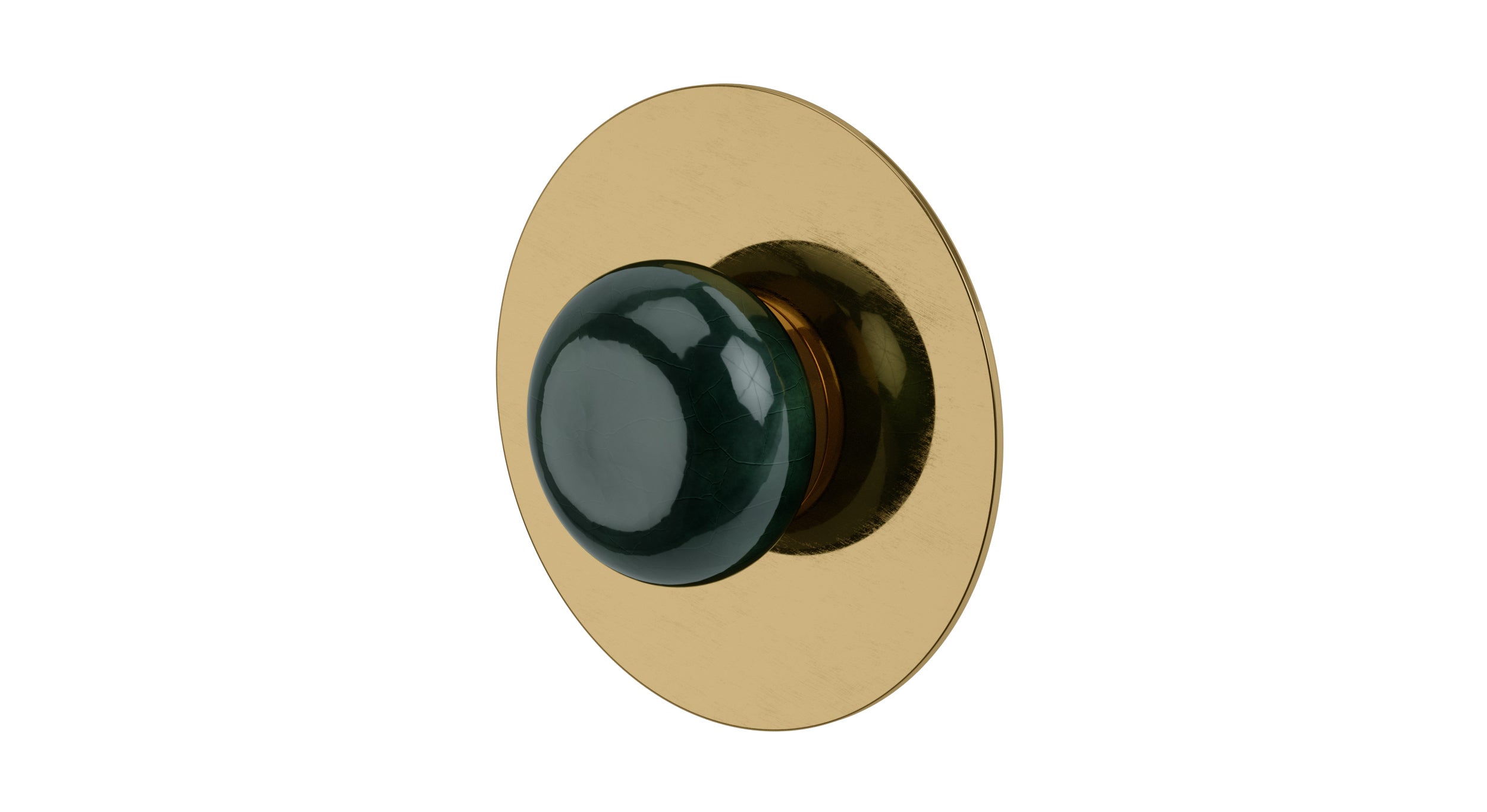 Foundry One Handle Wall Mount Shower Trim with Pebble Ceramic Knob Handle in Uncoated Polished Brass