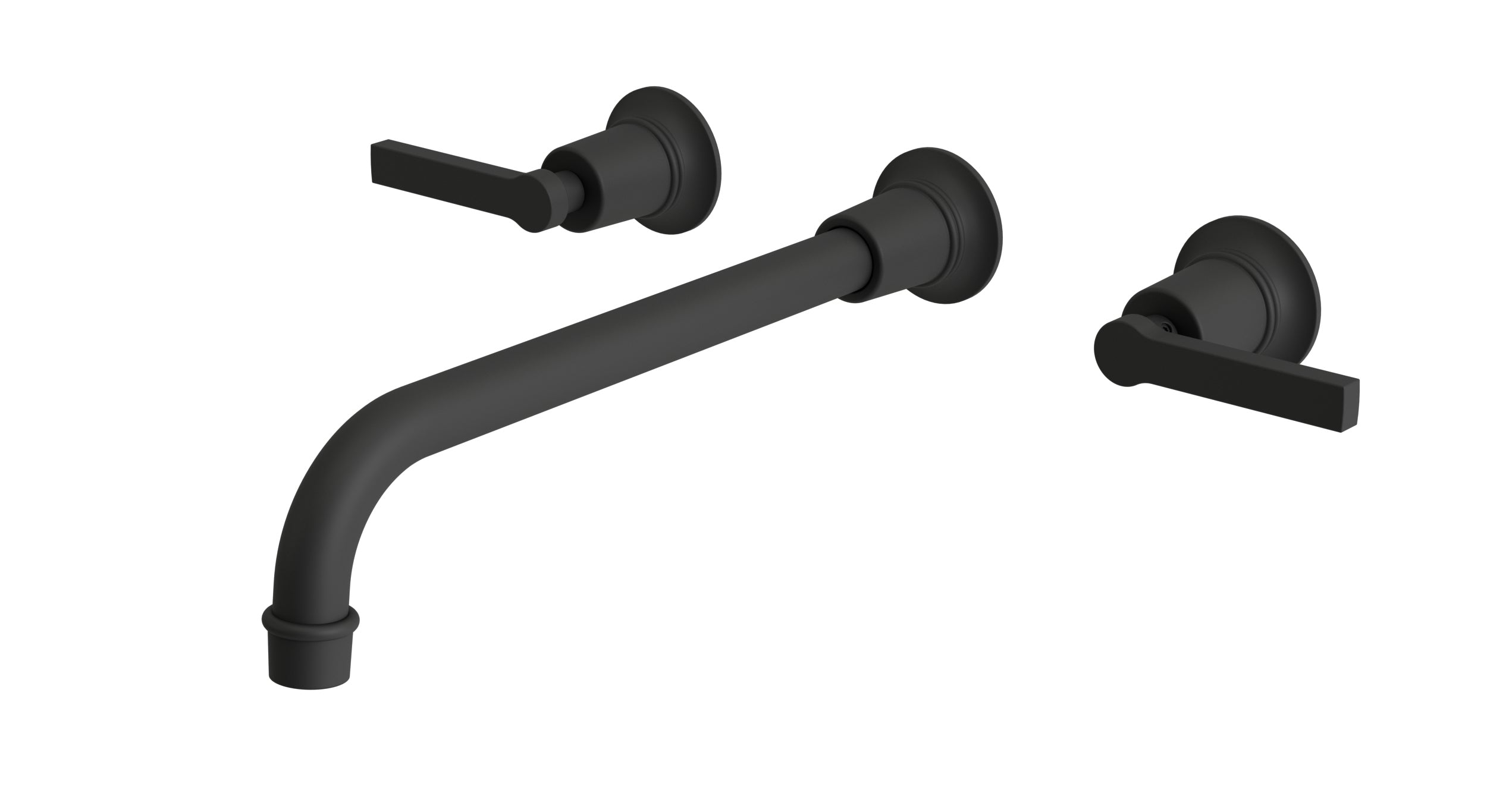 Emerson Two Handle Wall Mount 12" Lavatory Faucet with Classic Lever Handles in Matte Black