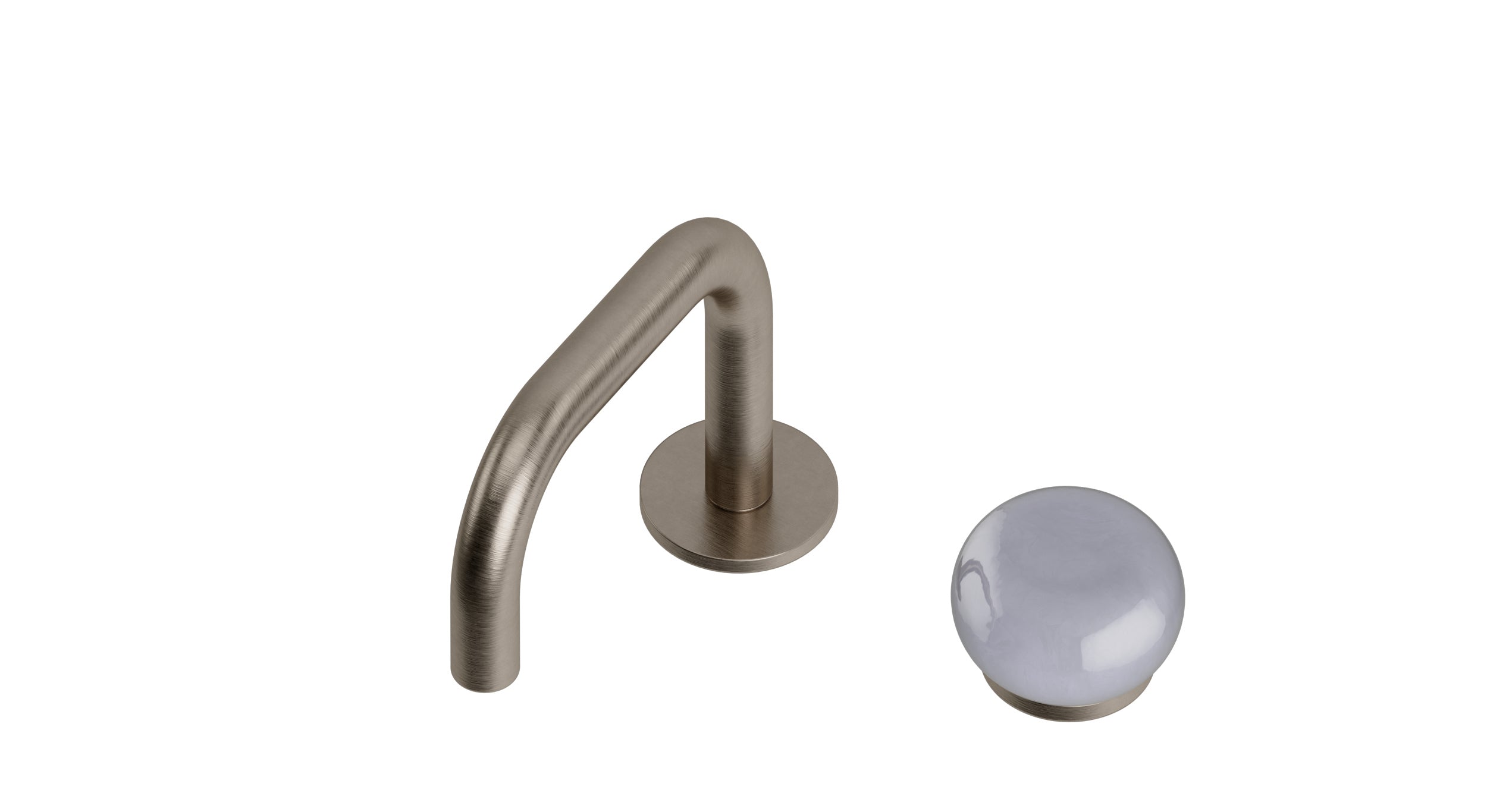 Foundry One Handle Deck Mount Squaretop Lavatory Faucet with Pebble Ceramic Knob Handle in Antique Nickel