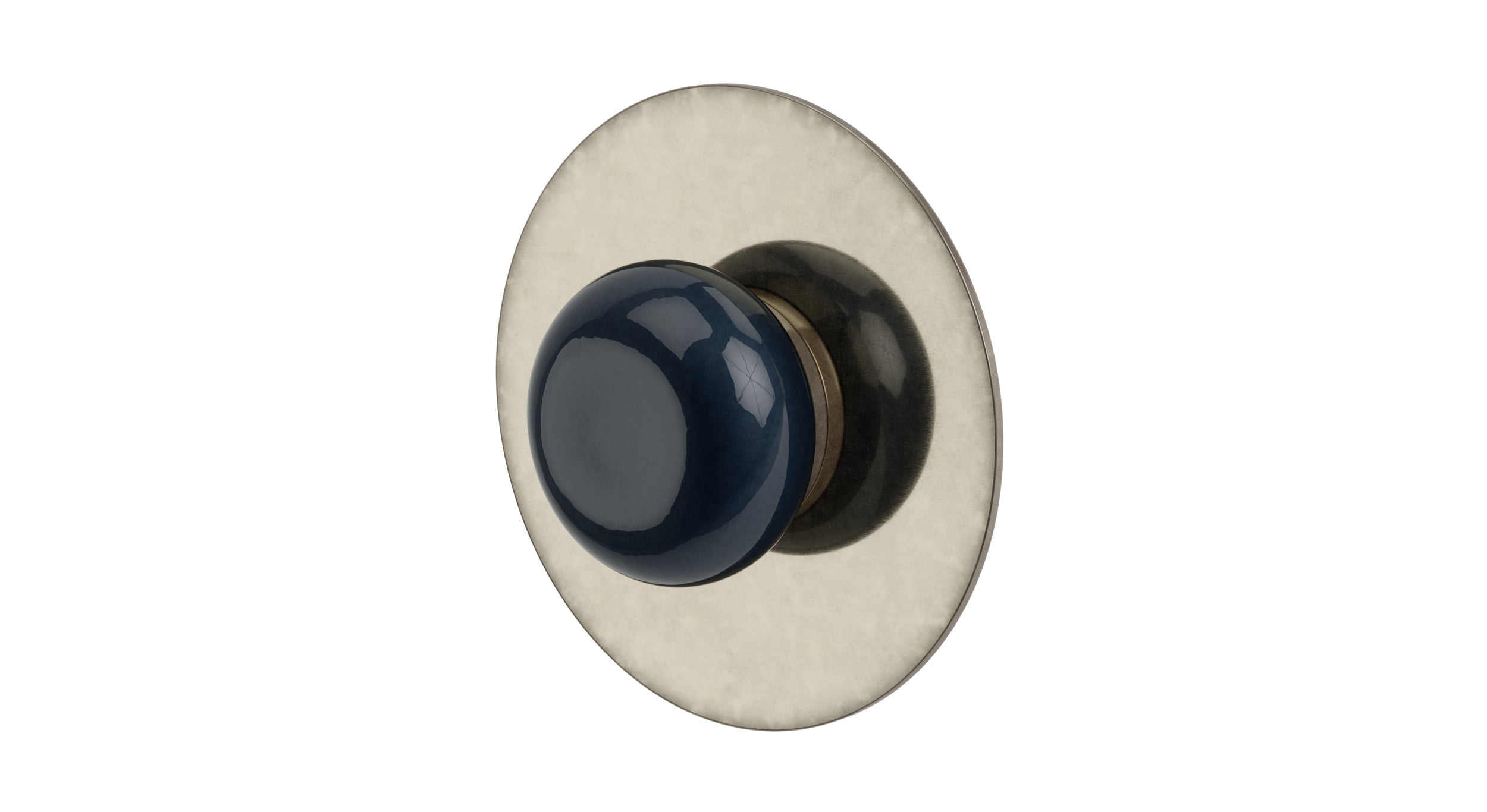 Foundry One Handle Wall Mount Shower Trim with Pebble Ceramic Knob Handle in French Nickel