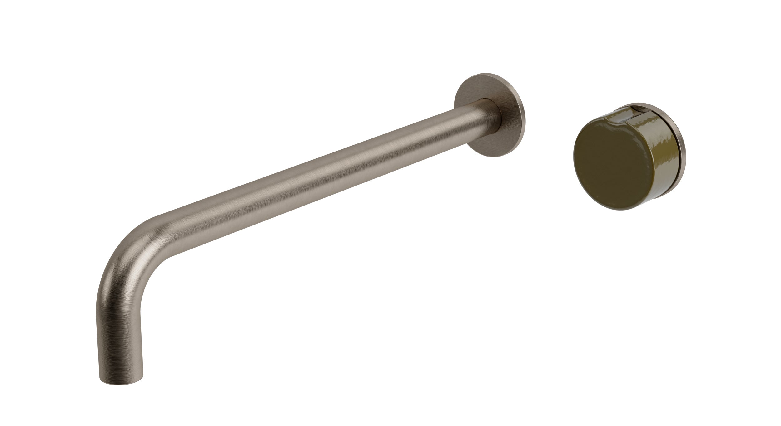 Foundry One Handle Wall Mount 12" Lavatory Faucet with Pebble Ceramic Knob Handle in Antique Nickel