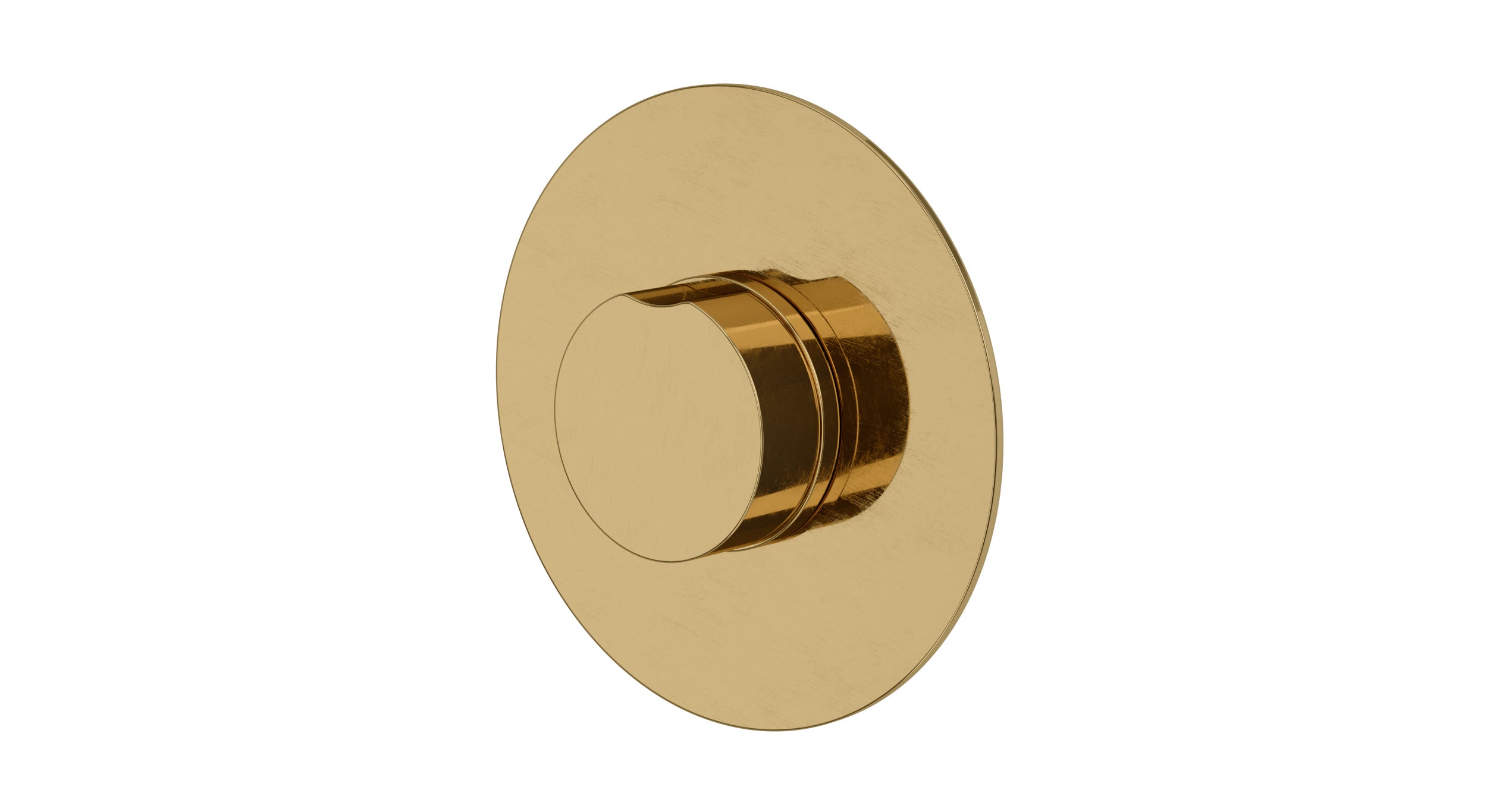 Foundry One Handle Wall Mount Shower Trim with Barrel Knob Handle in Uncoated Polished Brass