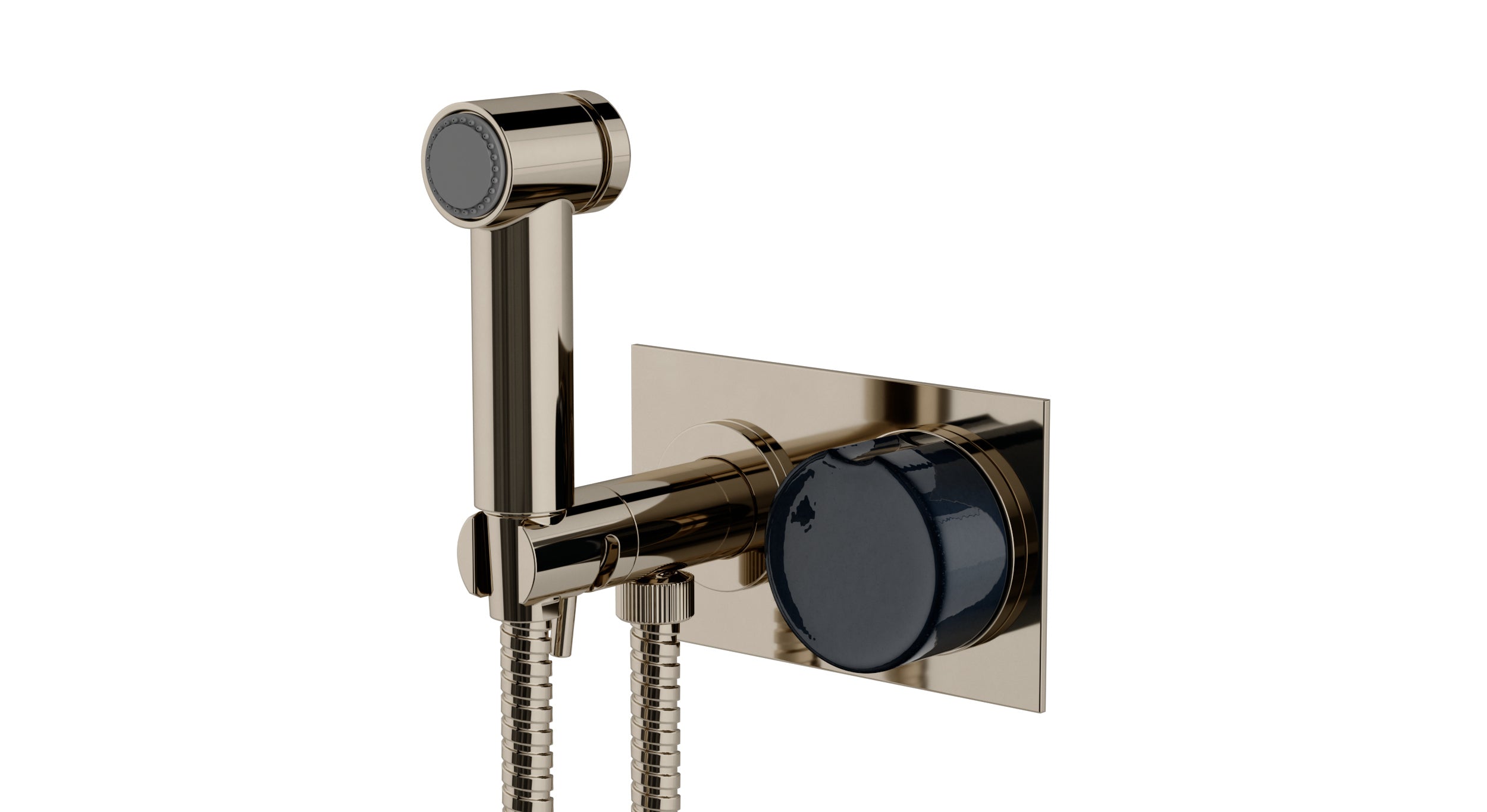 Foundry One Handle Wall Mount Bidet Trim with Groove Ceramic Knob Handle in Polished Nickel