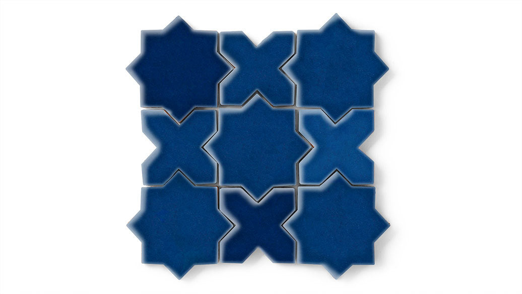 Mini Star & Cross Original Ceramic Tile in Lake Tahoe Gloss