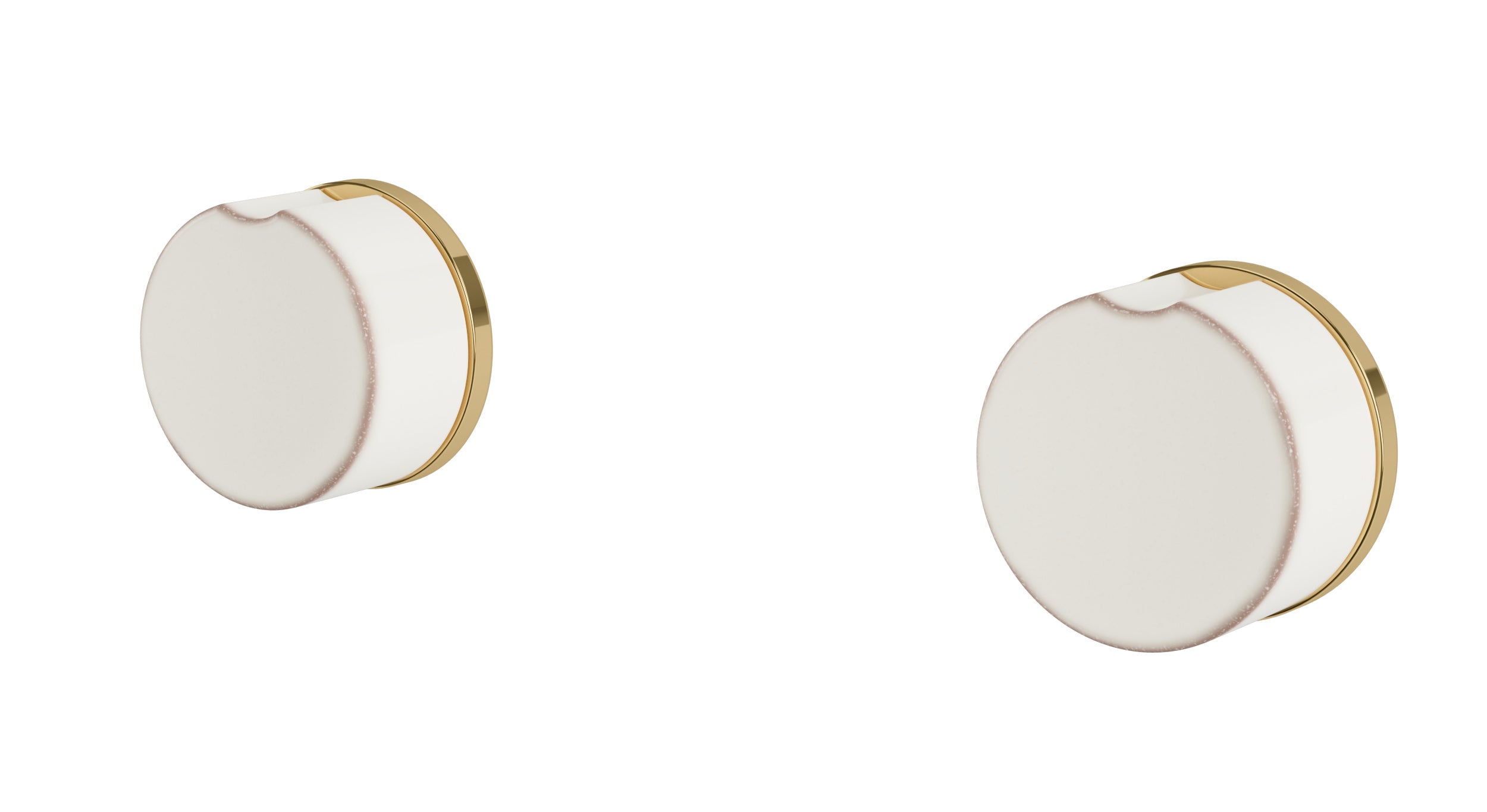 Foundry Two Handle Wall Mount Bath Trim with Groove Ceramic Knob Handles in Polished Brass