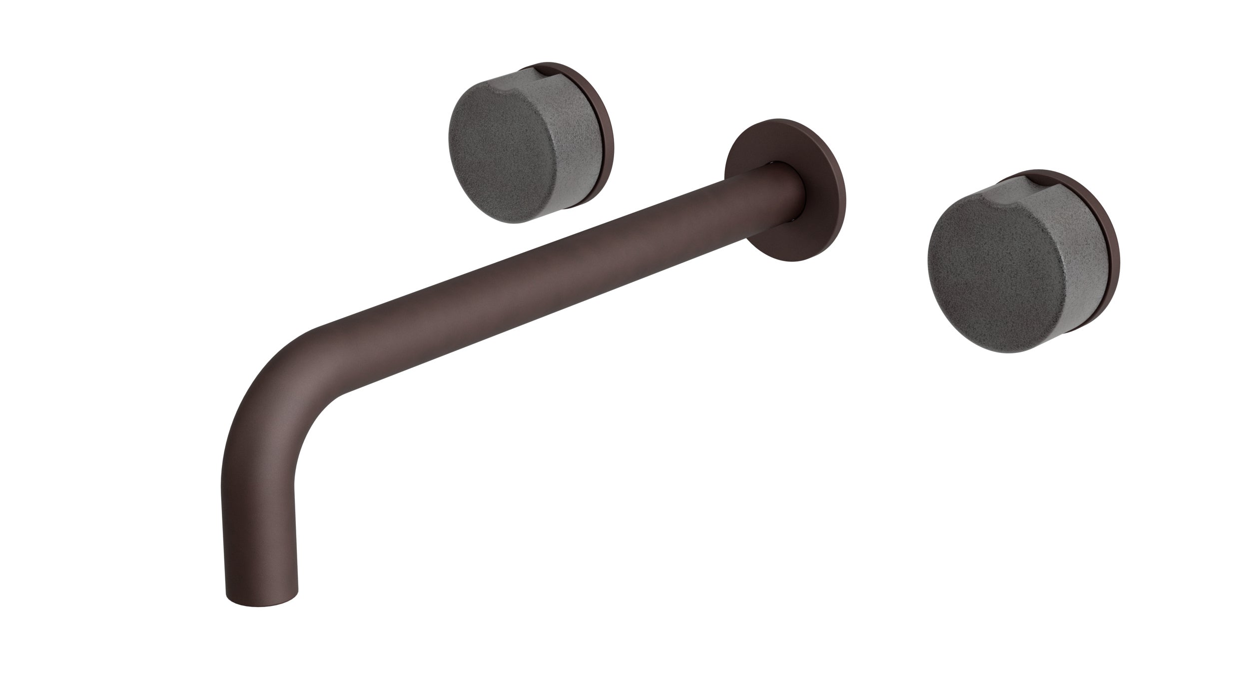 Foundry Two Handle Wall Mount 10" Lavatory Faucet with Groove Ceramic Knob Handles in Architectural Copper