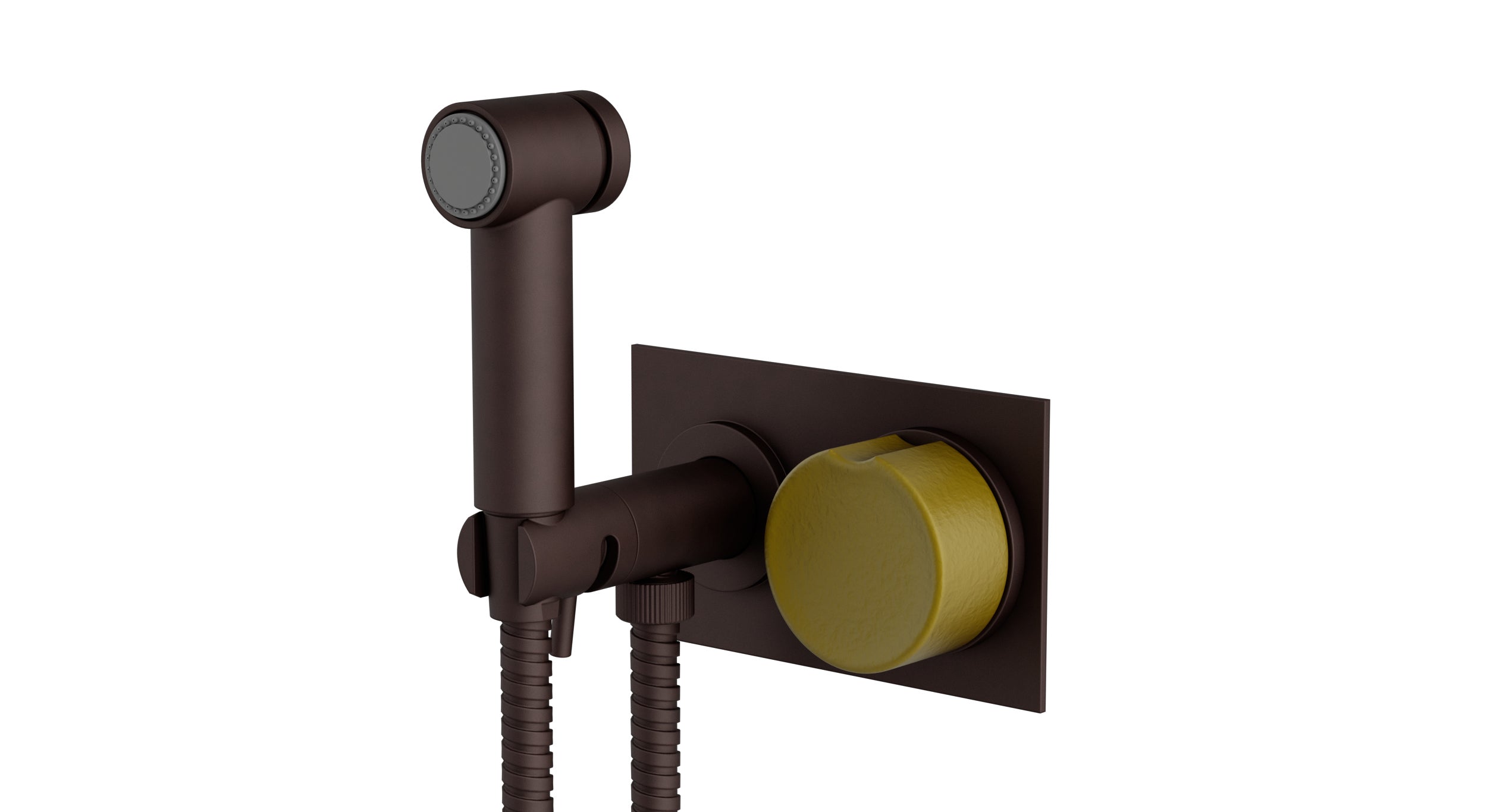 Foundry One Handle Wall Mount Bidet Trim with Groove Ceramic Knob Handle in Architectural Copper