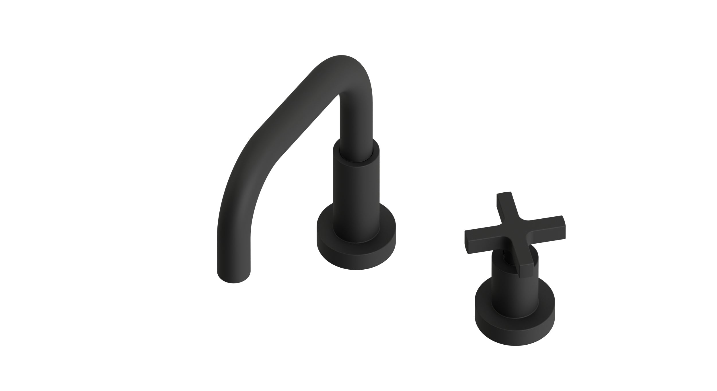 Flatiron One Handle Deck Mount Squaretop Lavatory Faucet with Linear Cross Handle in Matte Black