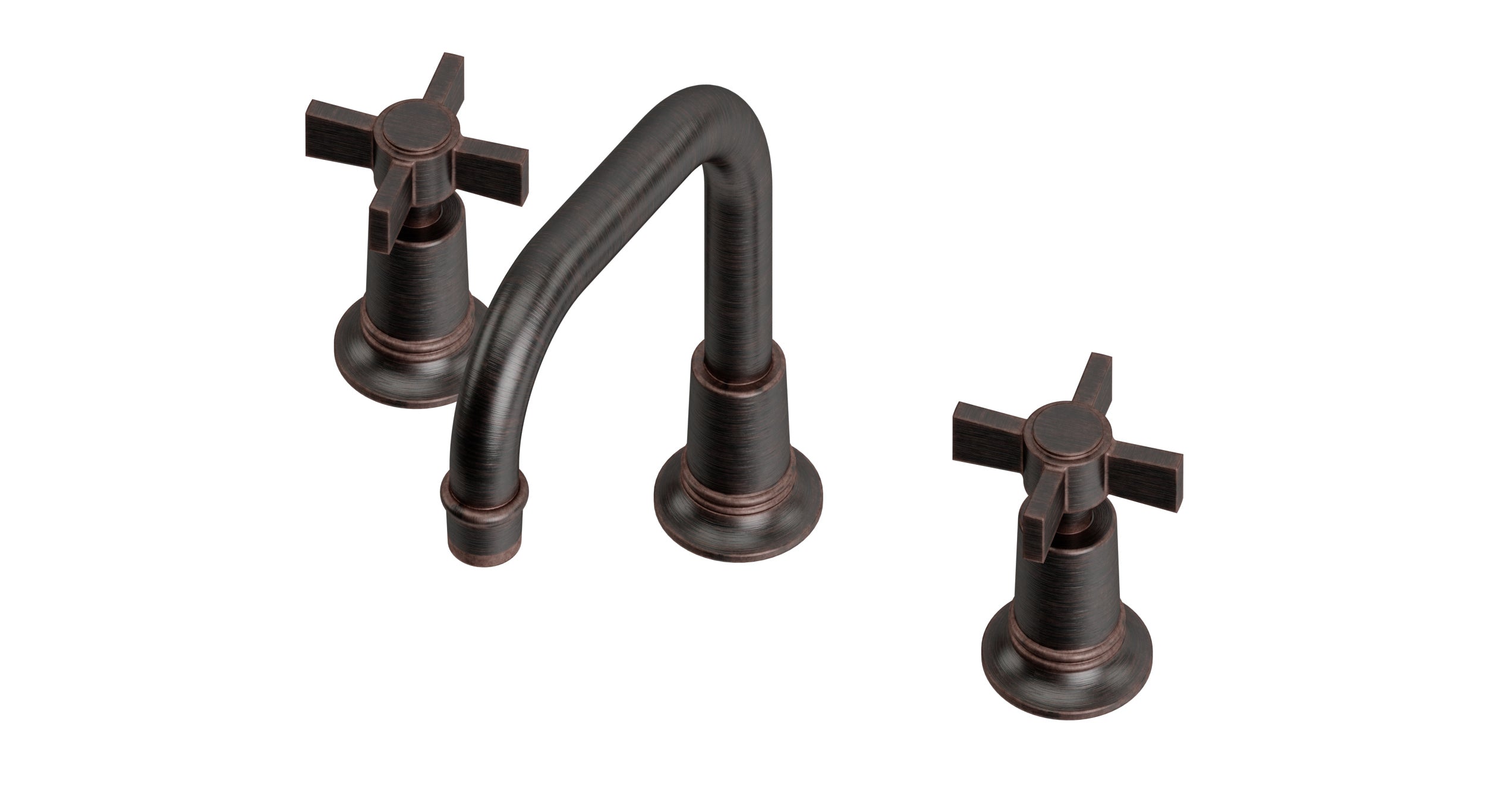 Emerson Two Handle Deck Mount Squaretop Lavatory Faucet with Defined Cross Handles in Antique Bronze