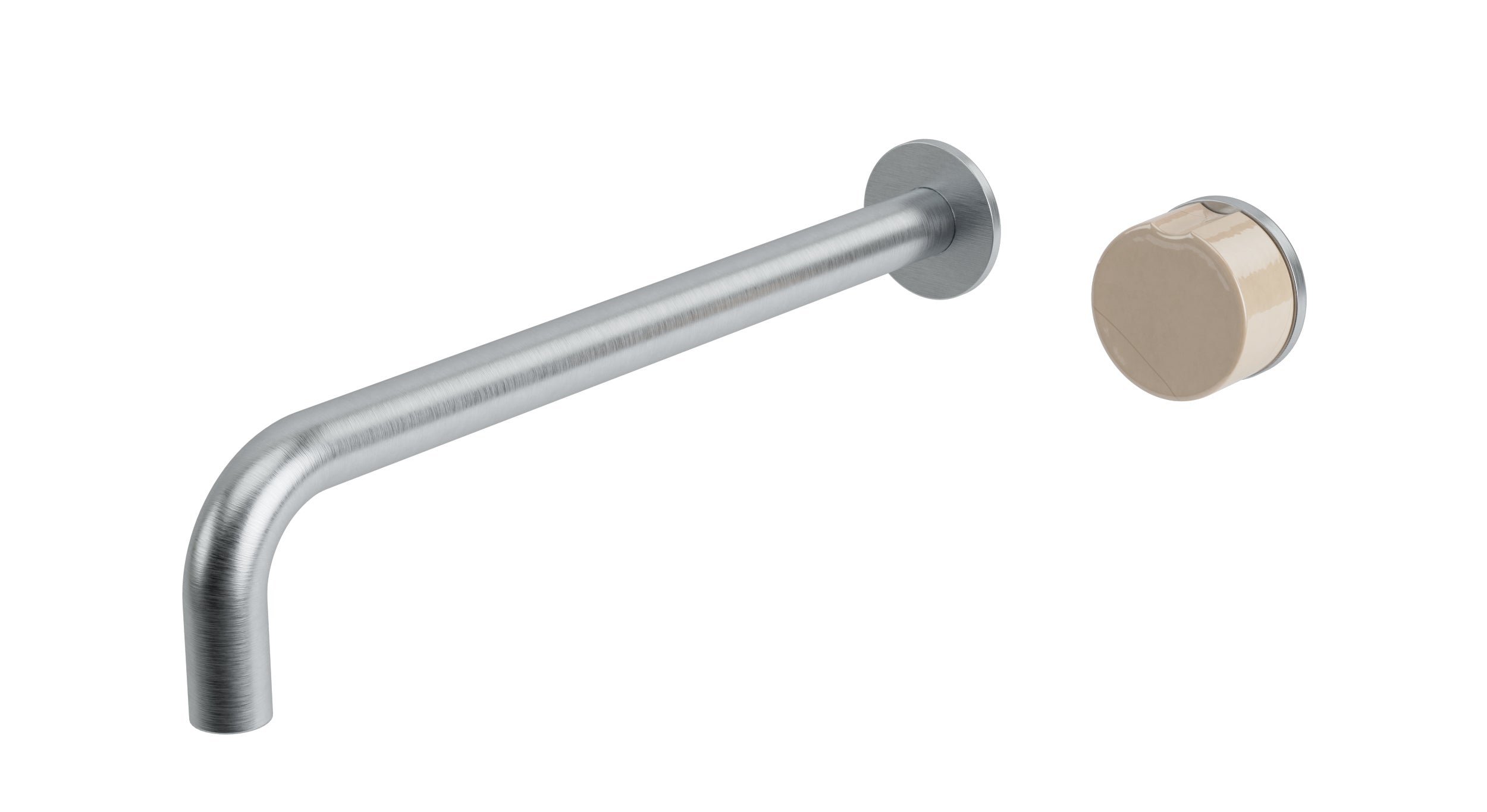Foundry One Handle Wall Mount 12" Lavatory Faucet with Pebble Ceramic Knob Handle in Satin Chrome