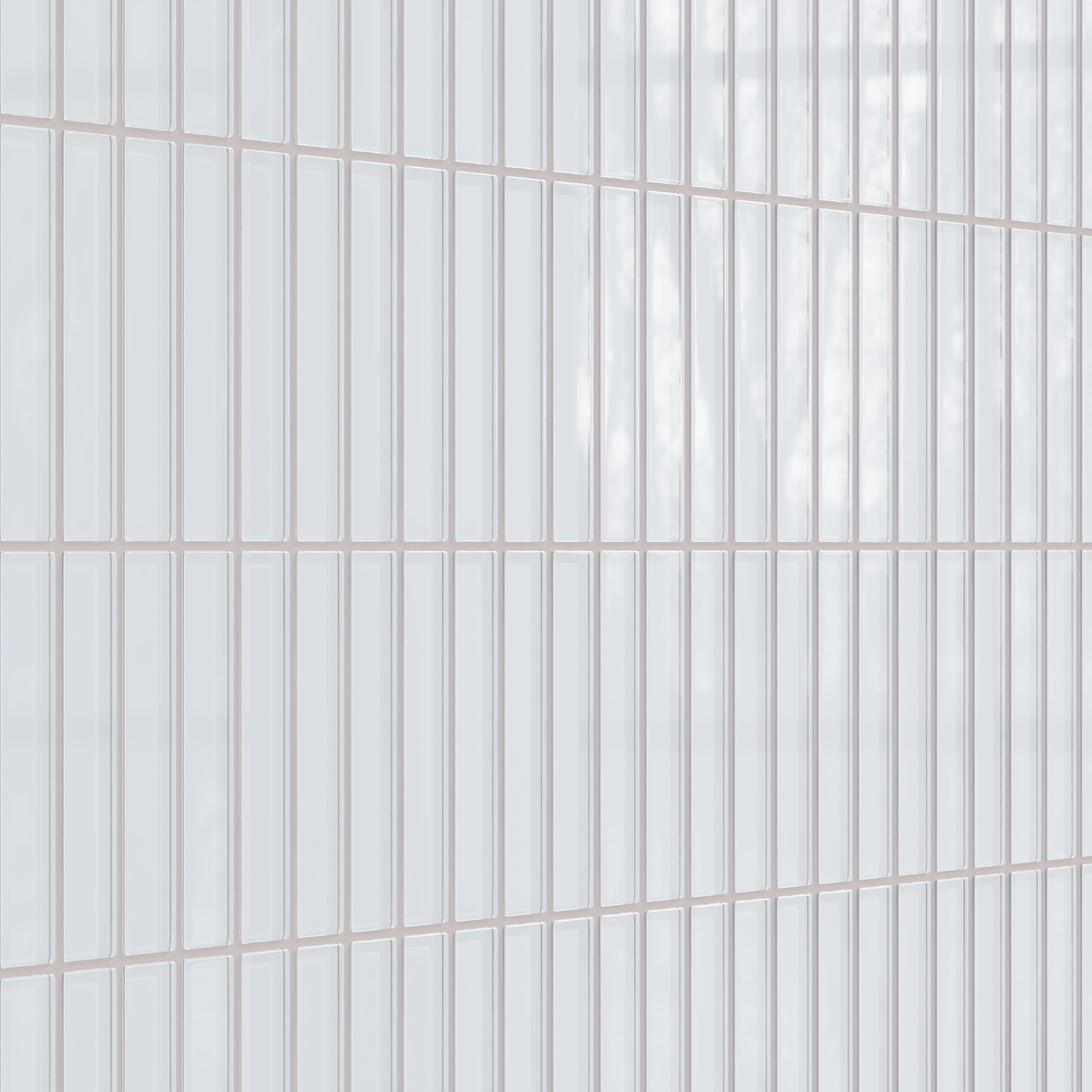 1x6 Straight Set Sheeted Glass Mosaic Tile in Snowy Owl Gloss