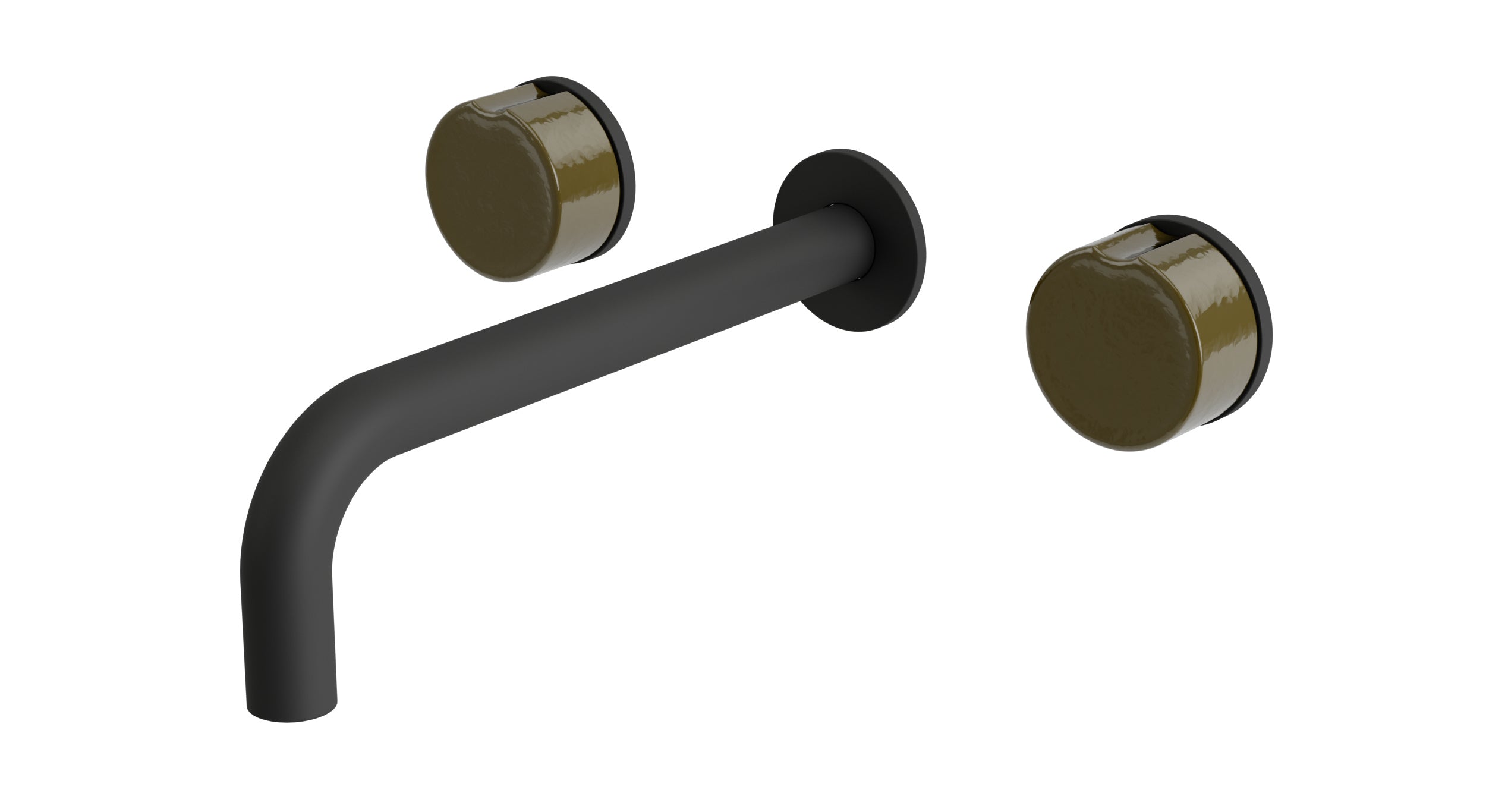 Foundry Two Handle Wall Mount 7.5" Lavatory Faucet with Groove Ceramic Knob Handles in Matte Black